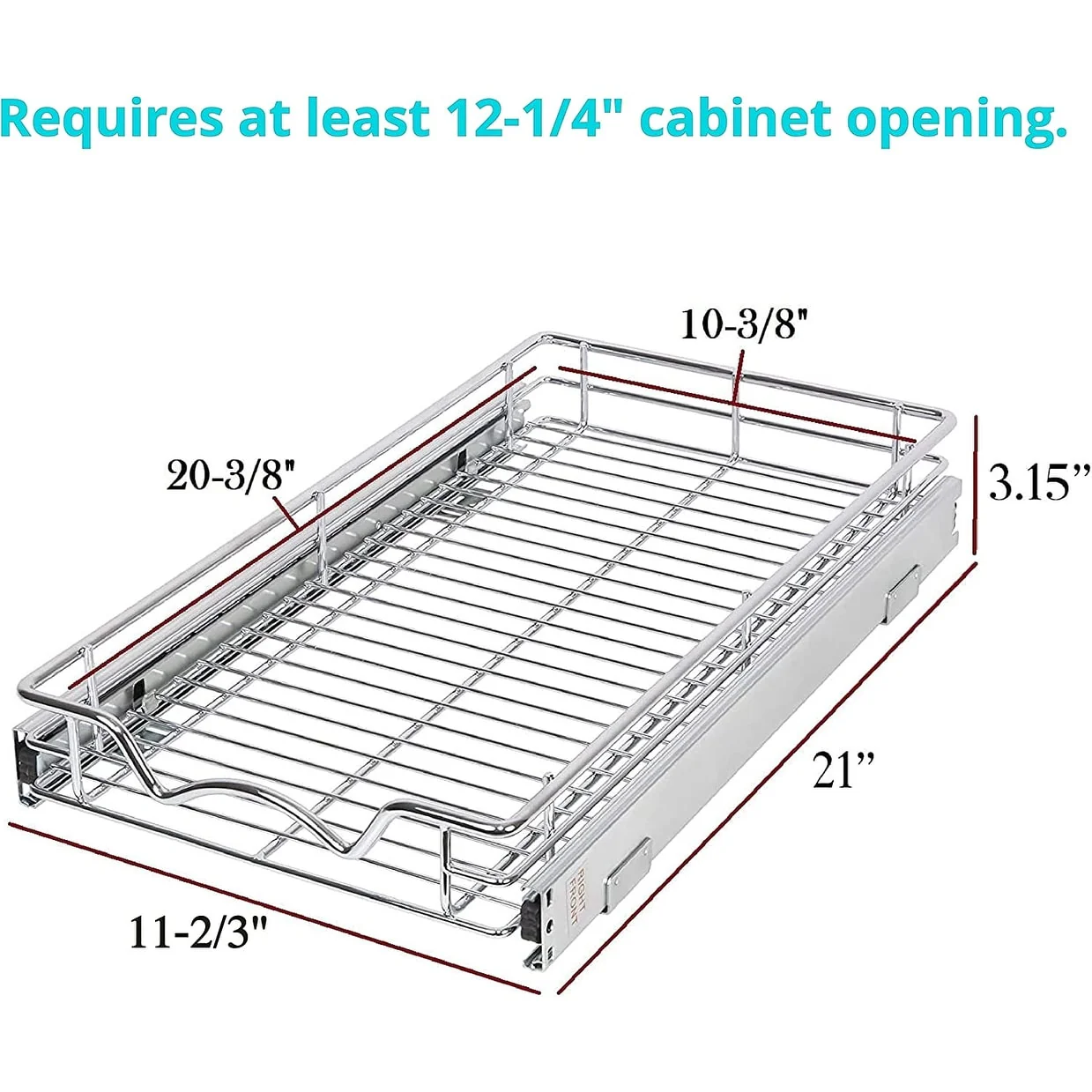 Pull Out Cabinet Drawer Organizer, Heavy Duty- Steel Metal- Chrome Finish