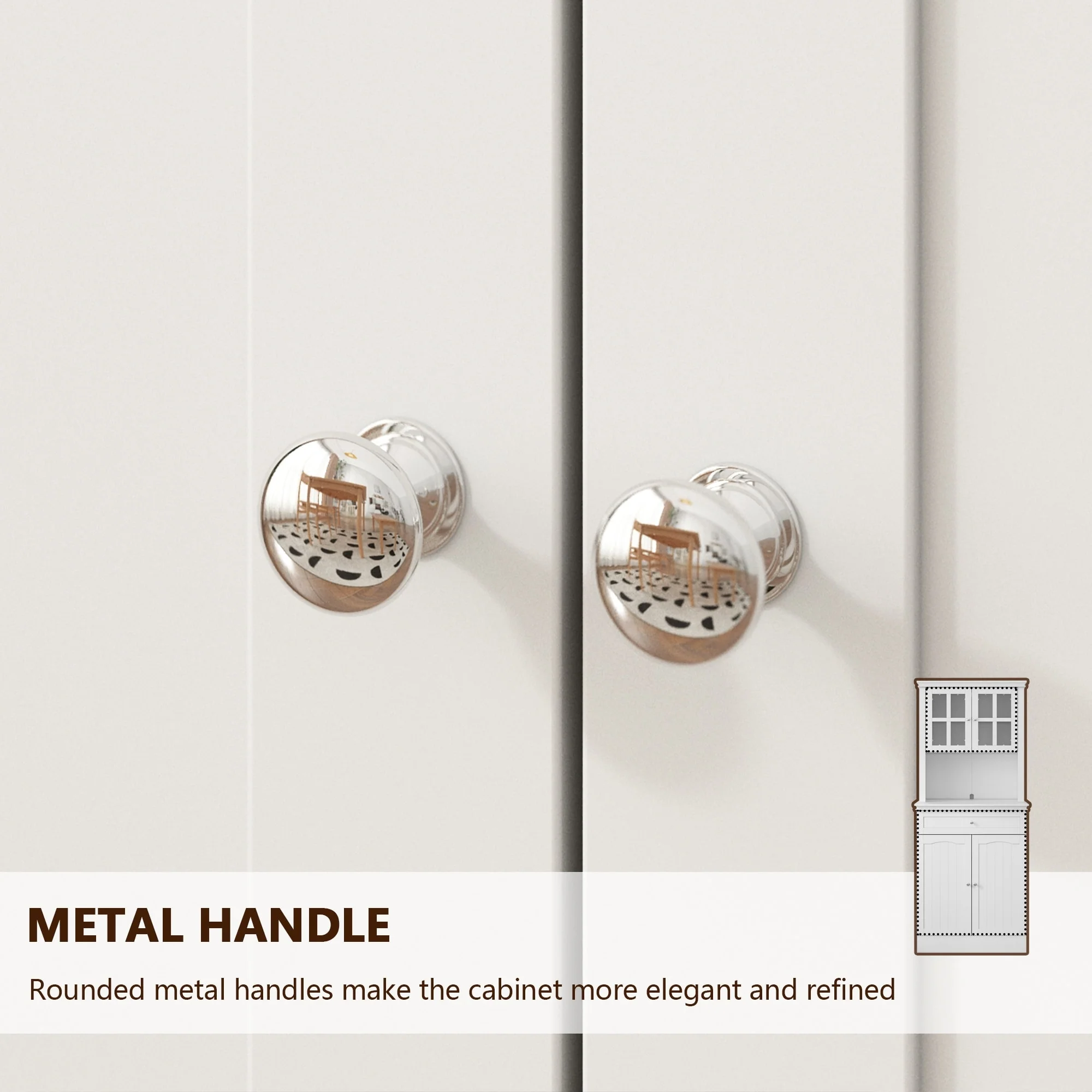 Long Standing Kitchen Cabinet with Large Open Space for Microwave - 30