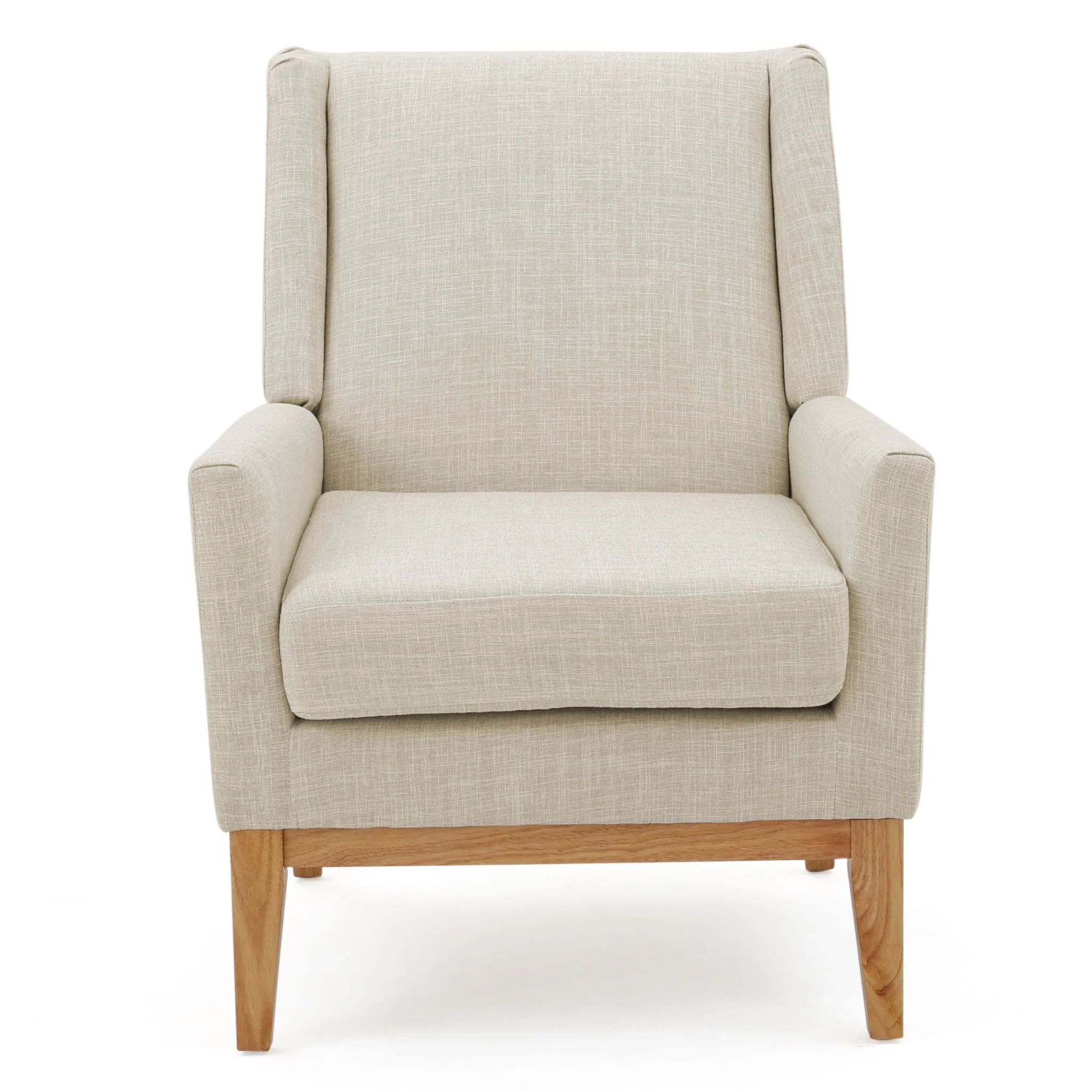 Dimensionality Upholstered Accent Chair with Wing Back and Wood Legs