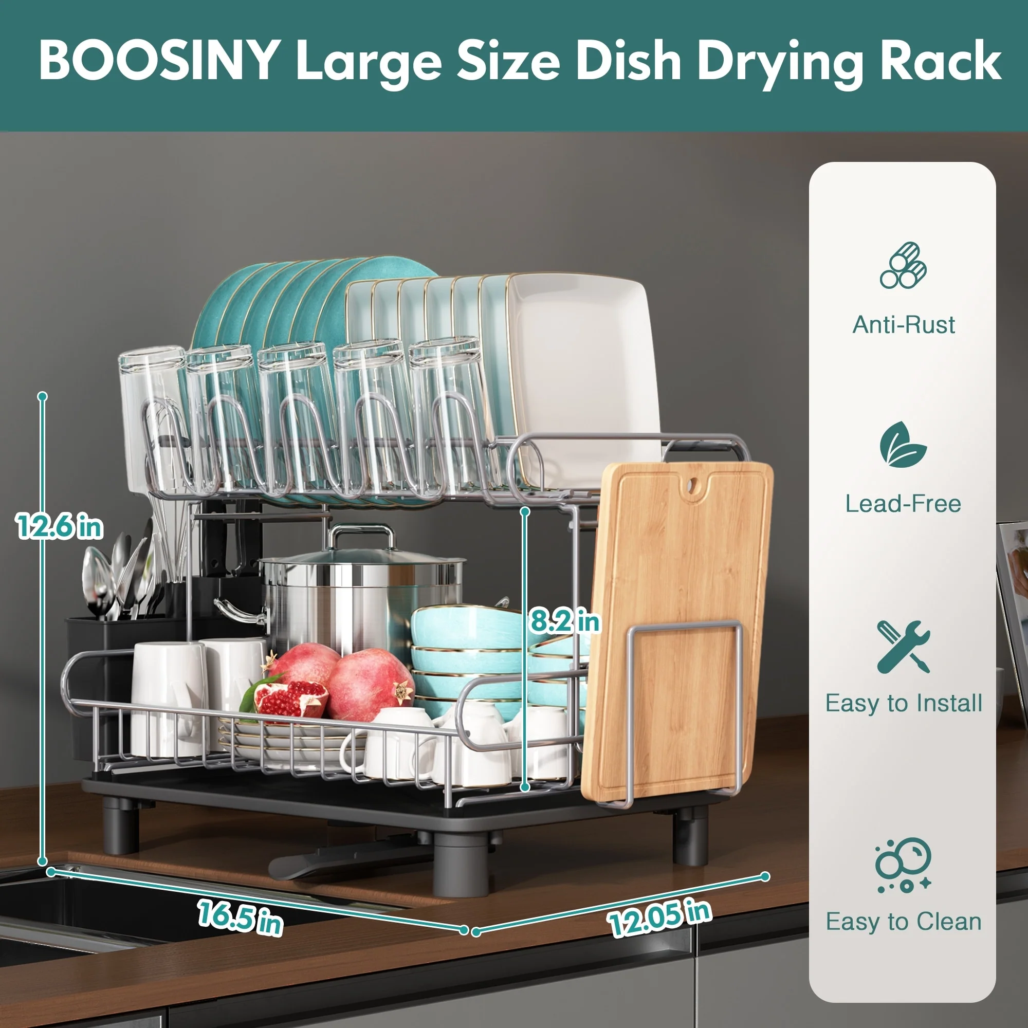 JASIWAY 2 Tier Kitchen Stainless Steel Dish Rack