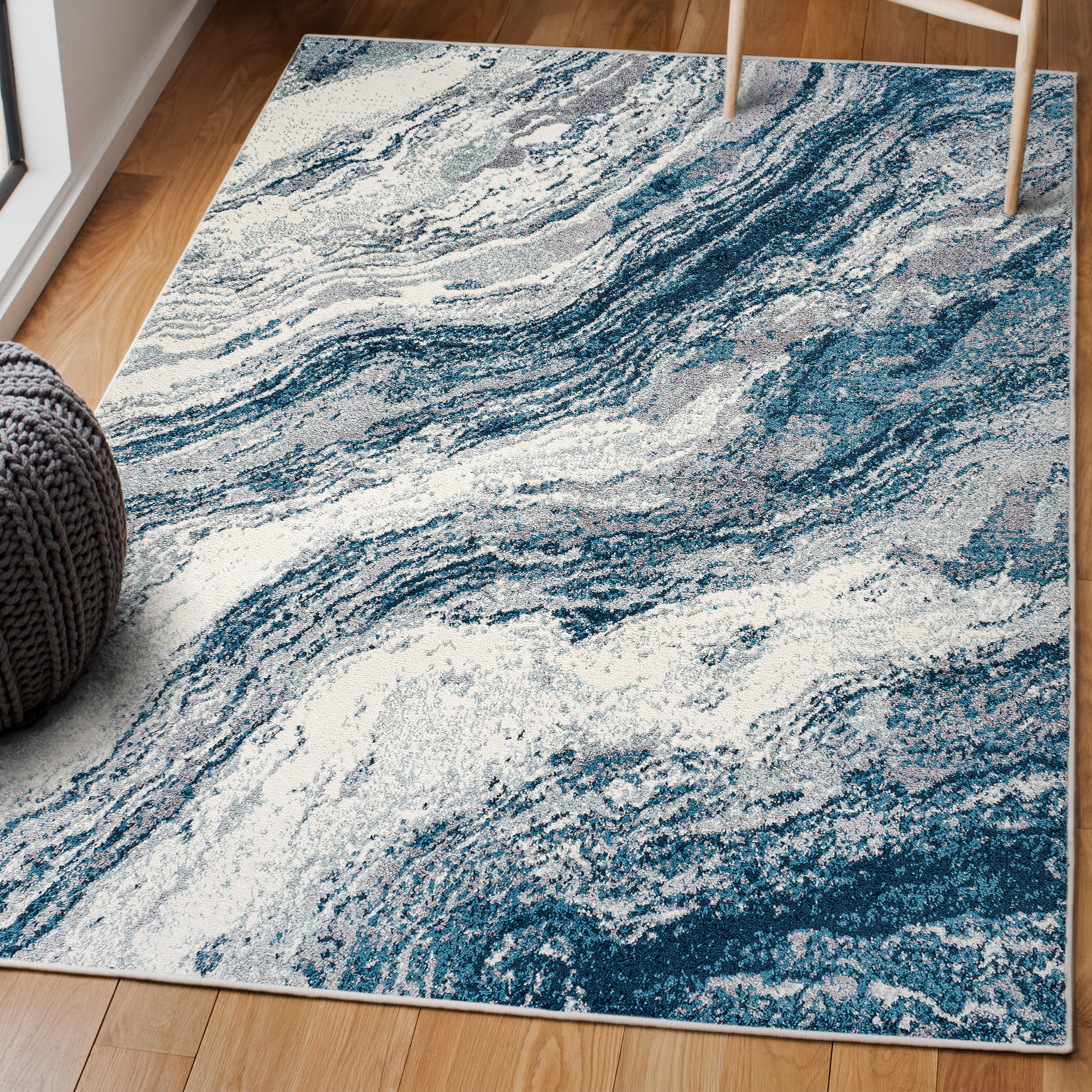 Kassia Contemporary Glam Abstract Marble Area Rug