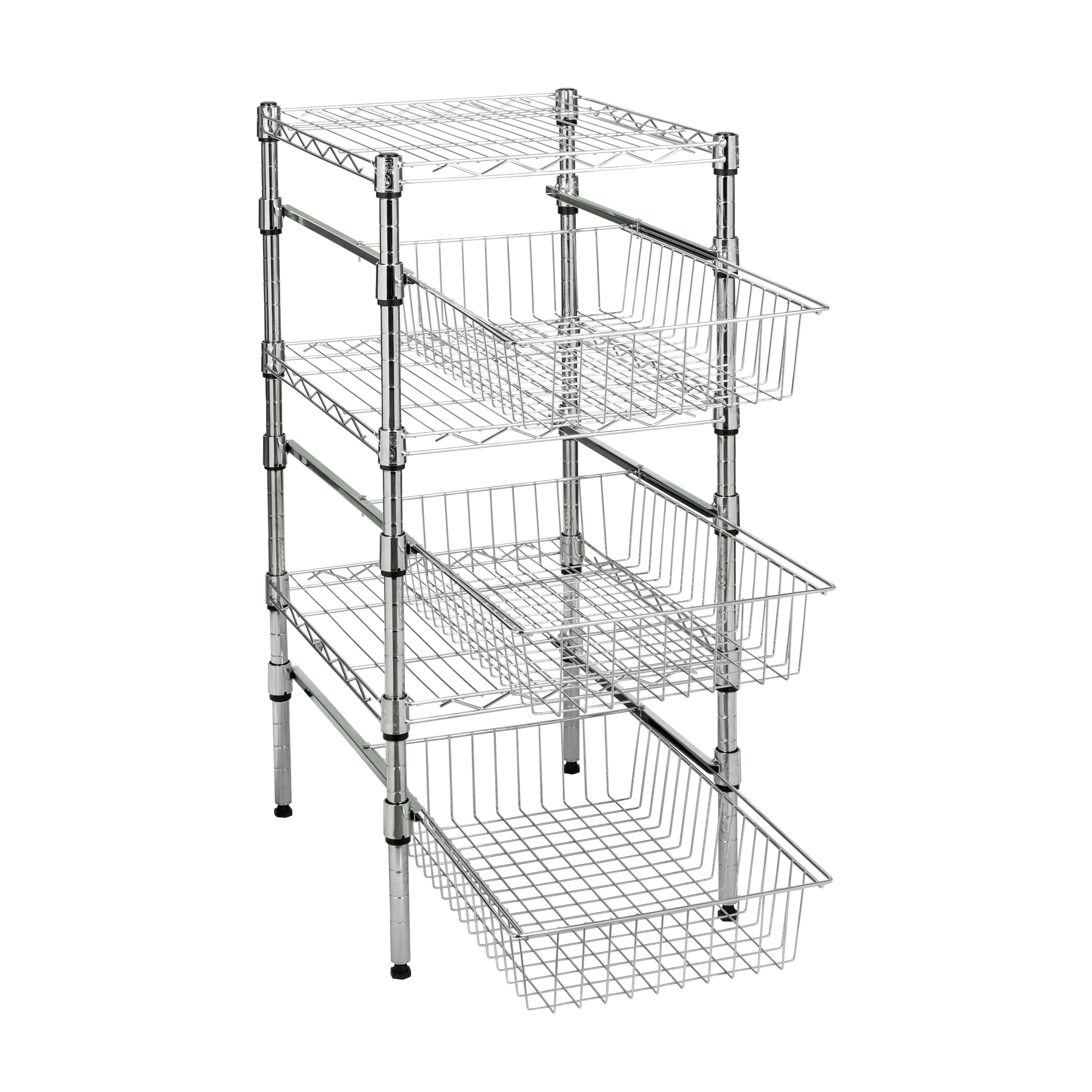 Honey-Can-Do Chrome Cabinet or Sink Organizer with Basket and Shelf