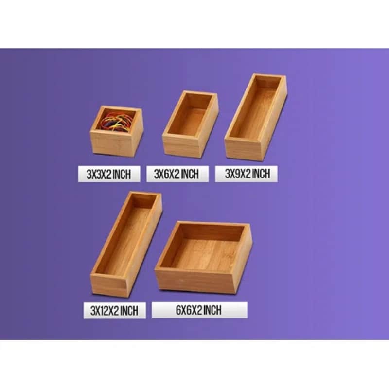 YBM Home Bamboo Kitchen Drawer Organizer Storage Box