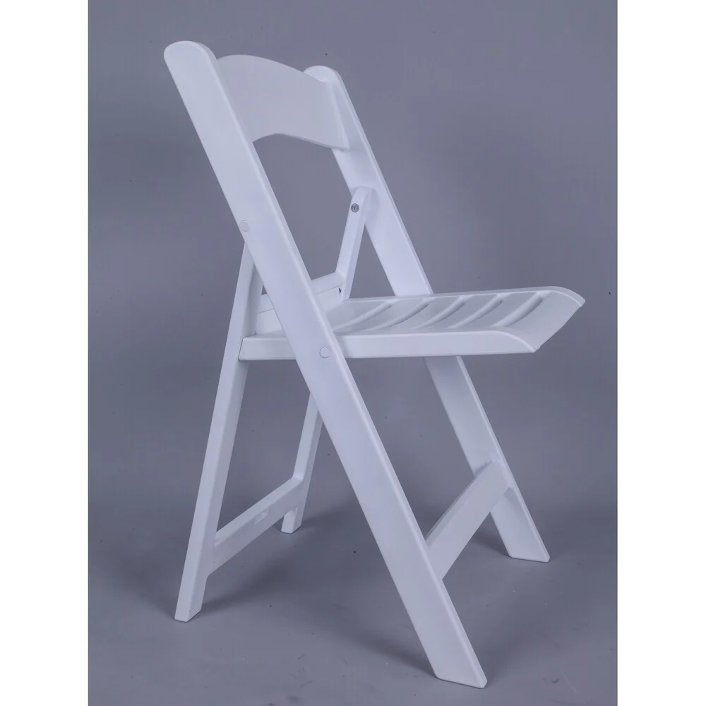 Nexus Resin Folding Chair with Slatted Seat- White