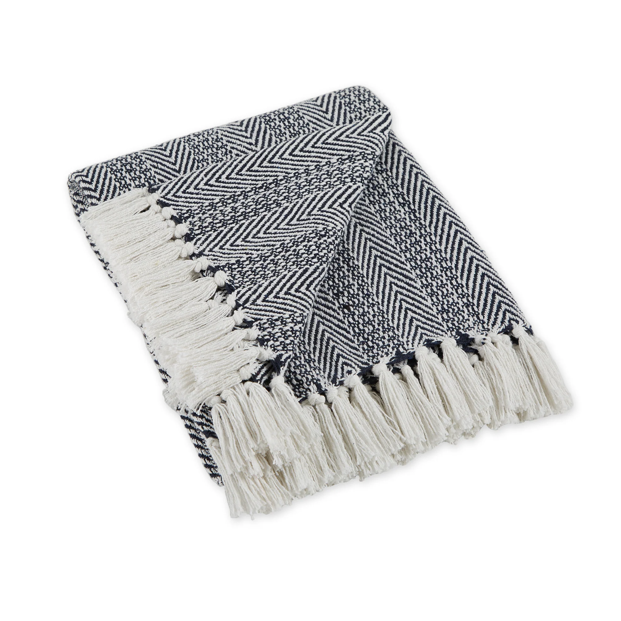 Nautical Blue Herringbone Stripe Throw