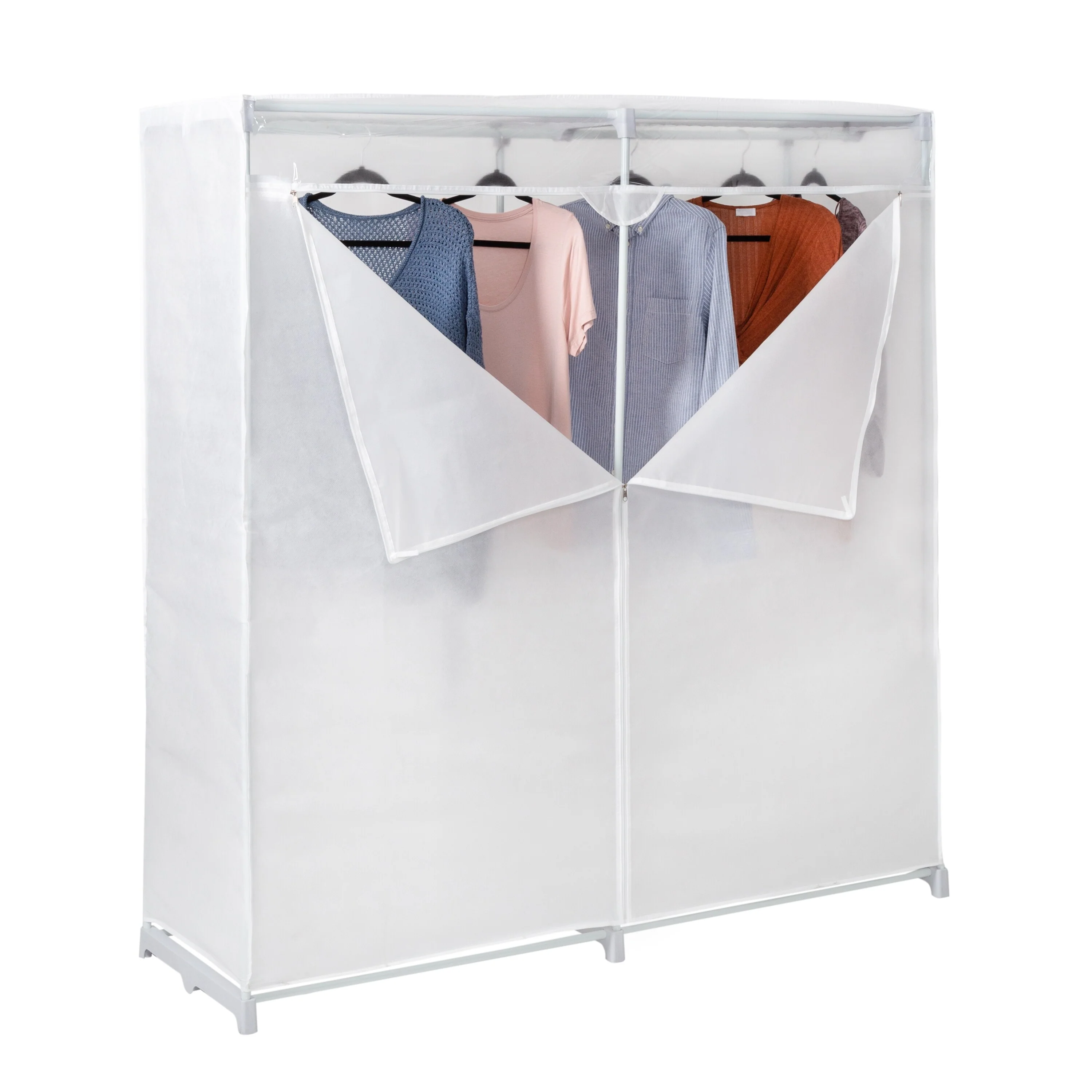 Honey-Can-Do White Steel and Non-Woven Portable Closet with Cover