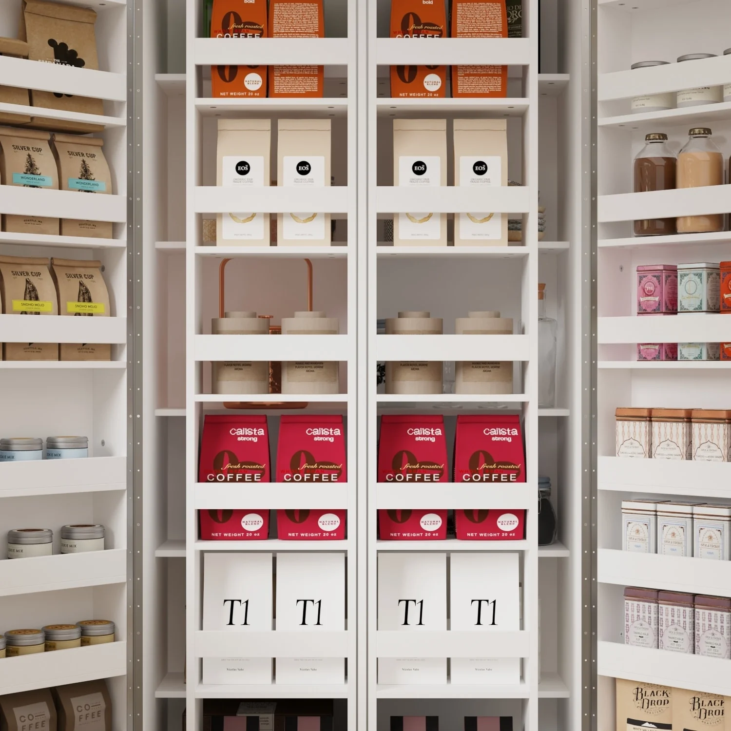 White Storage Cabinet: Kitchen Pantry, Buffet, Large 72.2