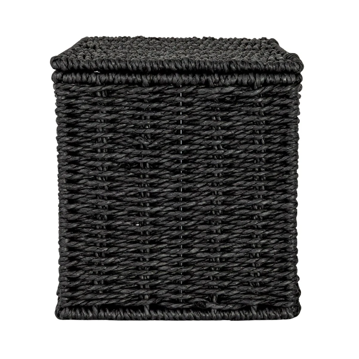 Household Essentials Handwoven Paper Rope Wicker Basket with Lid - 11.8