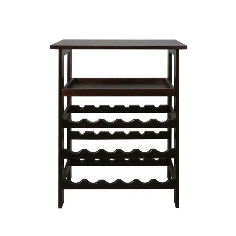 Solid Wood 18-Bottle Freestanding Wine Rack with Tabletop and Tray - 26