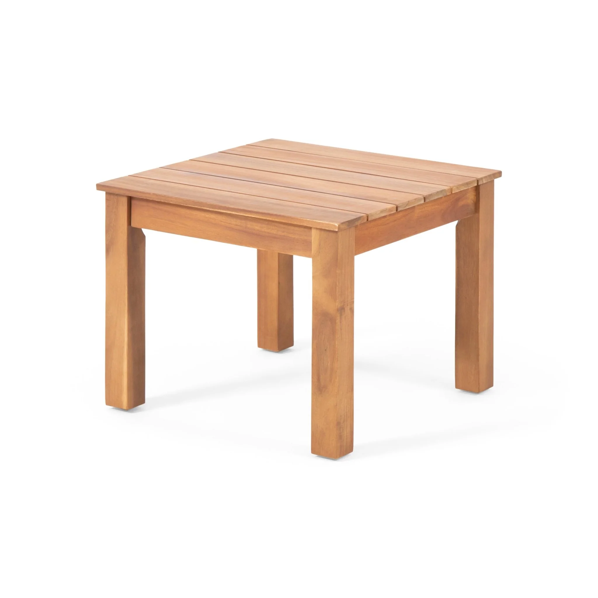 Halcyon Outdoor Side Table with Slat Design and Acacia Wood Frame