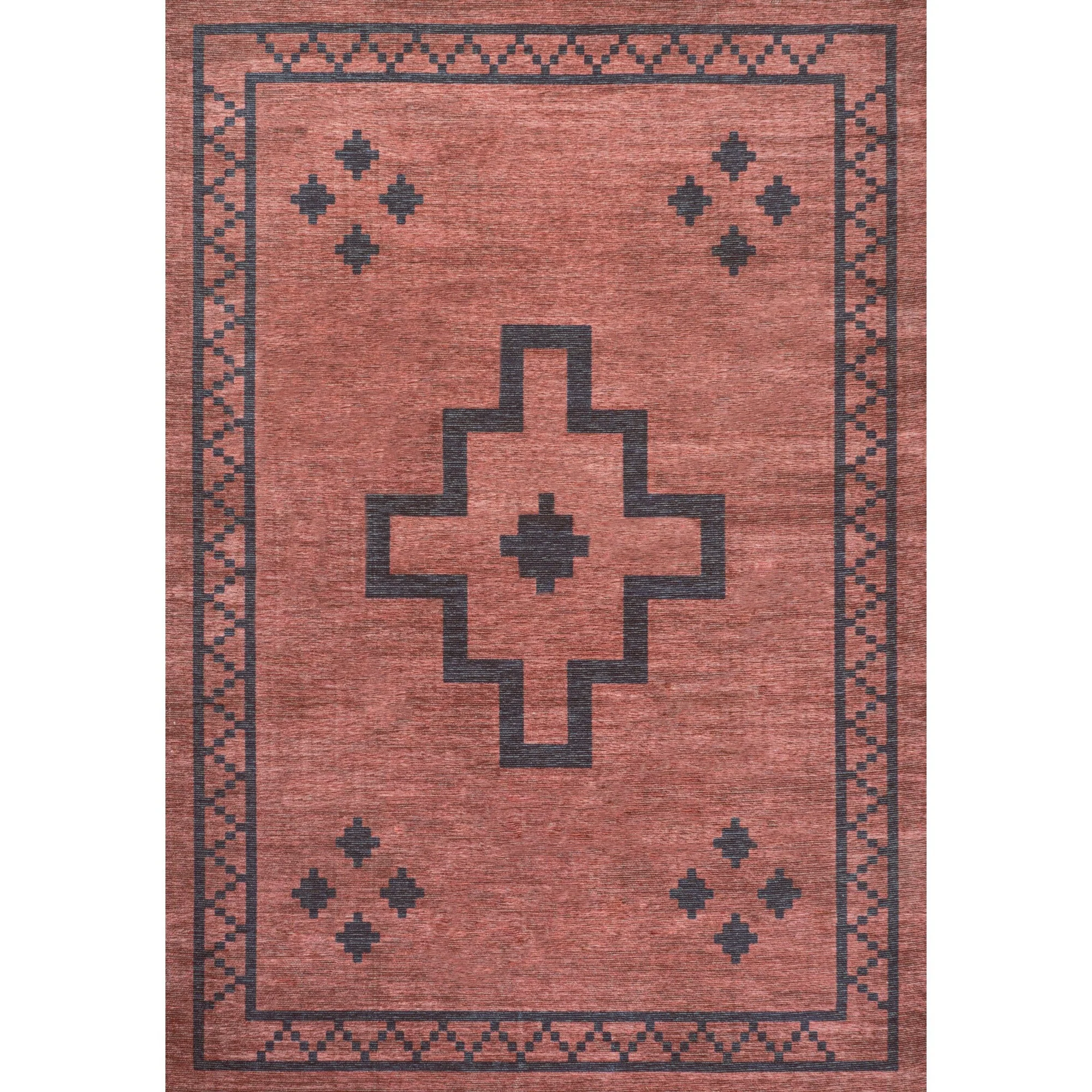 Korsa Geometric Medallion Machine-Washable Area Rug