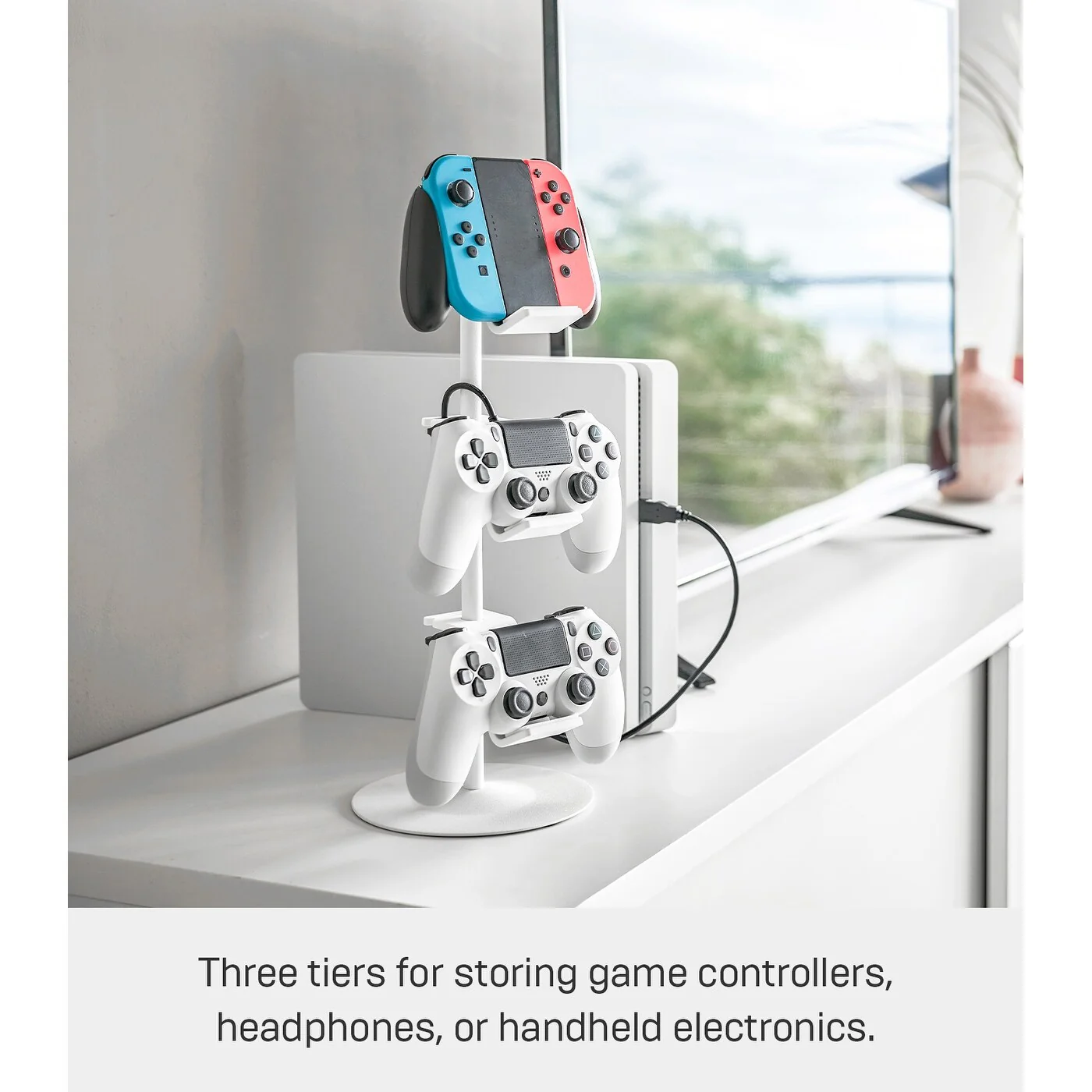 Yamazaki Home Controller Stand, Steel, Adjustable - L 6.69 x W 6.69 x H 15.16 inches