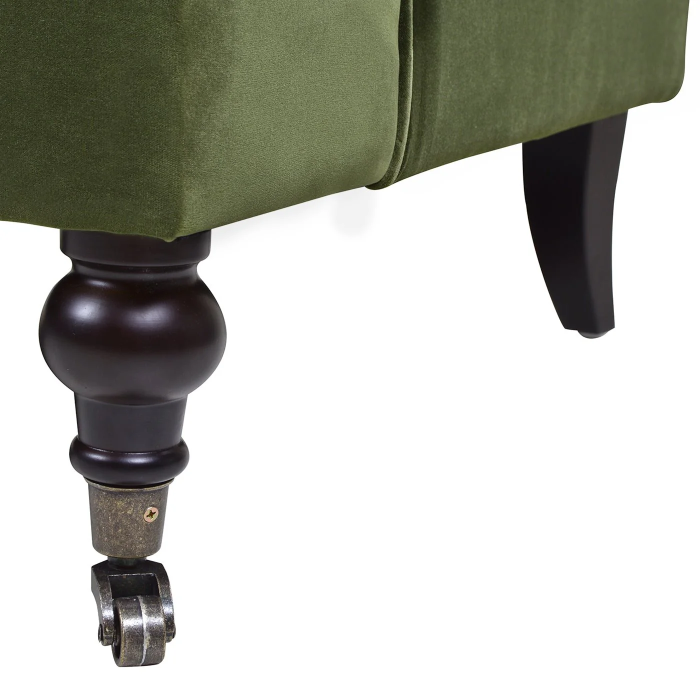 Cobaltex Upholstered Arm Chair with Metal Casters and Rolled Arms