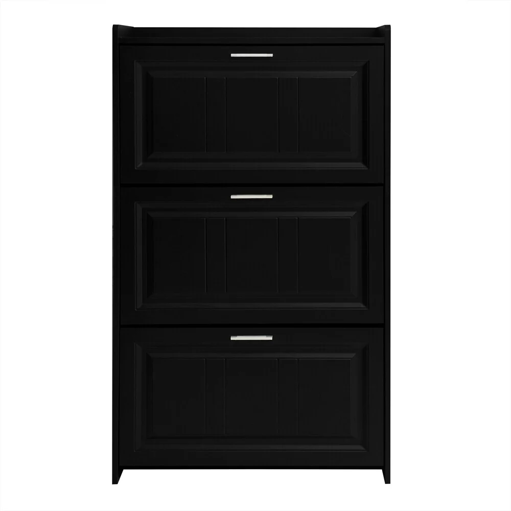Free Standing Wood Shoe Storage Cabinet with 3 Flip Drawers