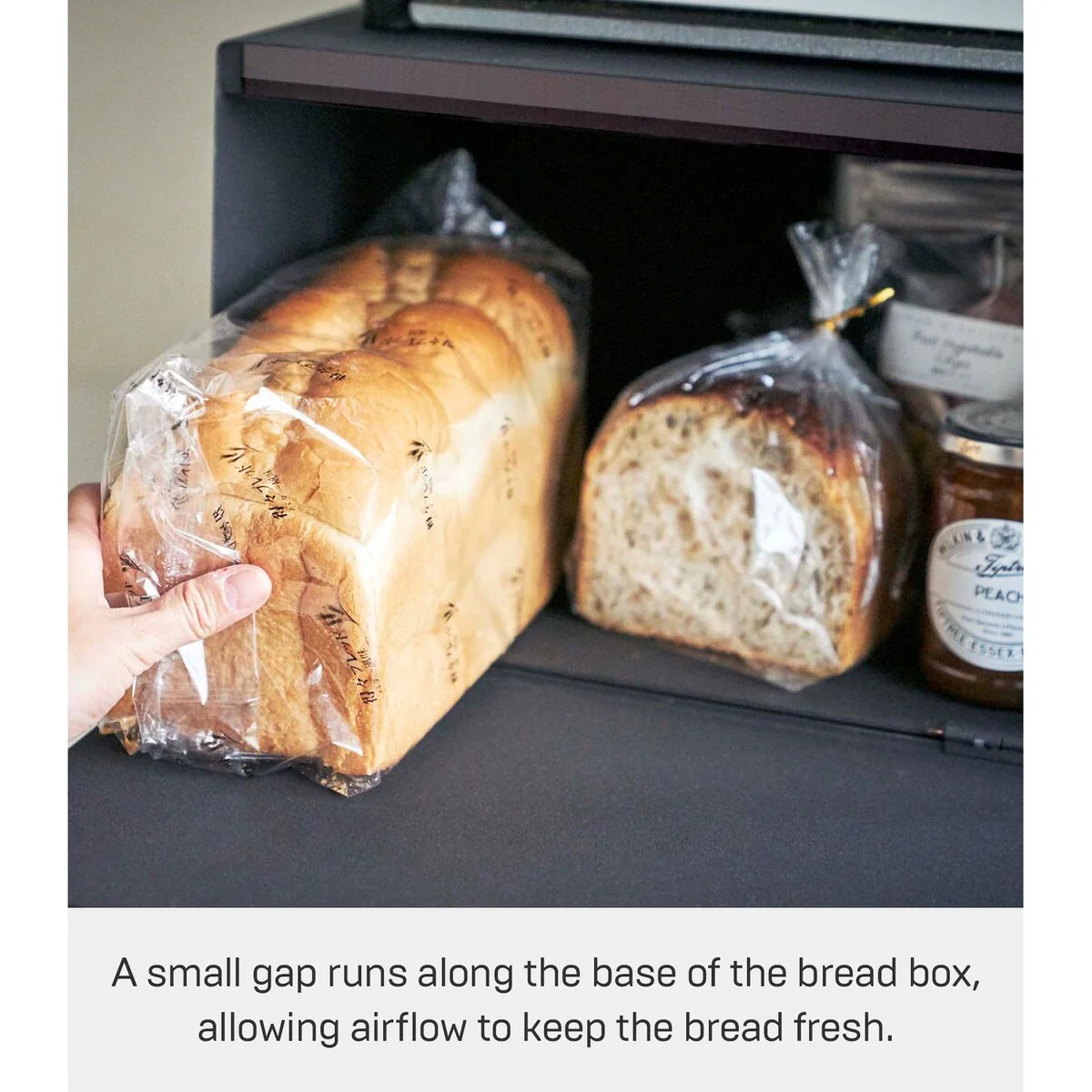 Yamazaki Home Bread Box - Two Styles, Steel, Horizontal, Holds 22.2 lbs - L 13.58 x W 15.75 x H 9.45 inches