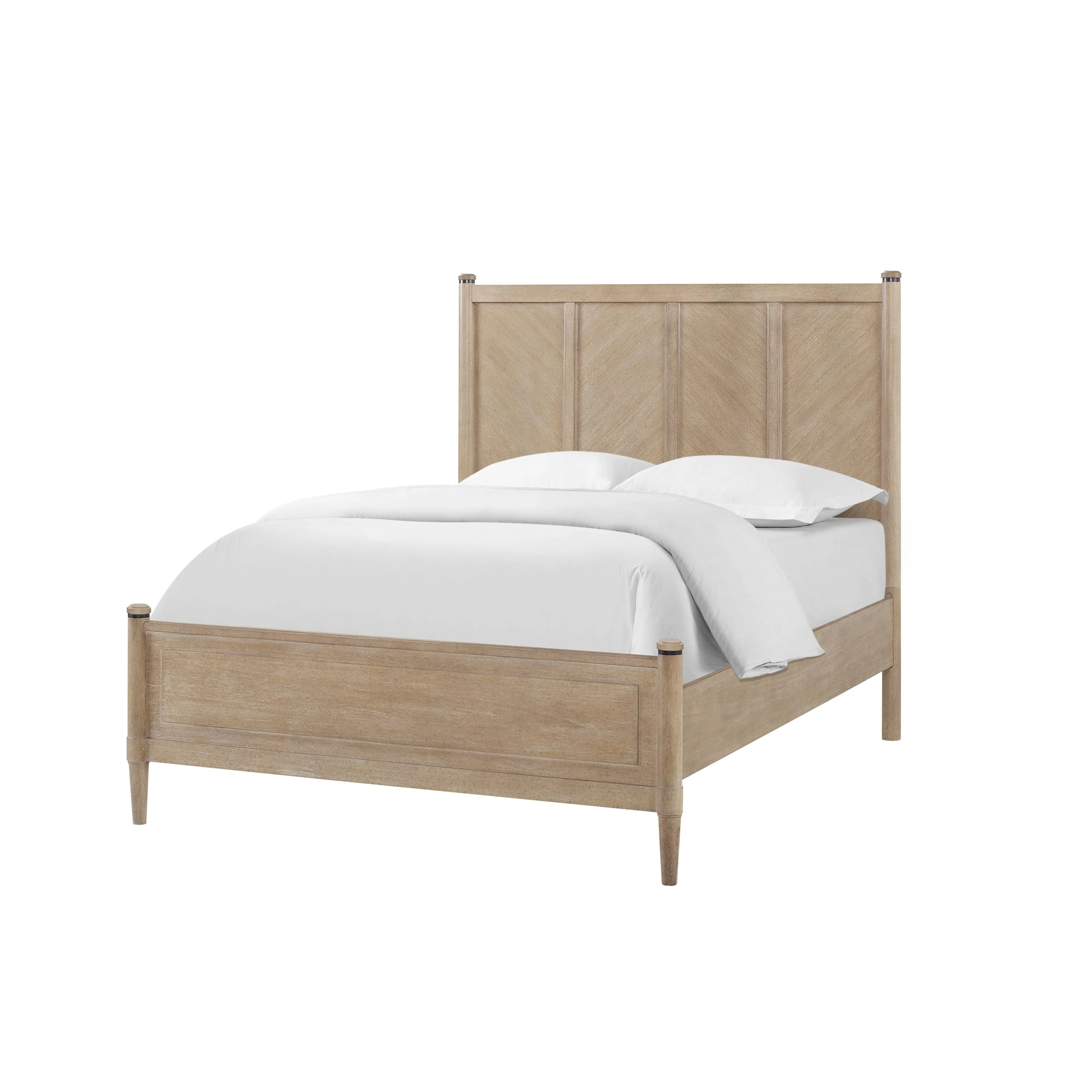 King Size Upholstered Bed with Herringbone Pattern Headboard