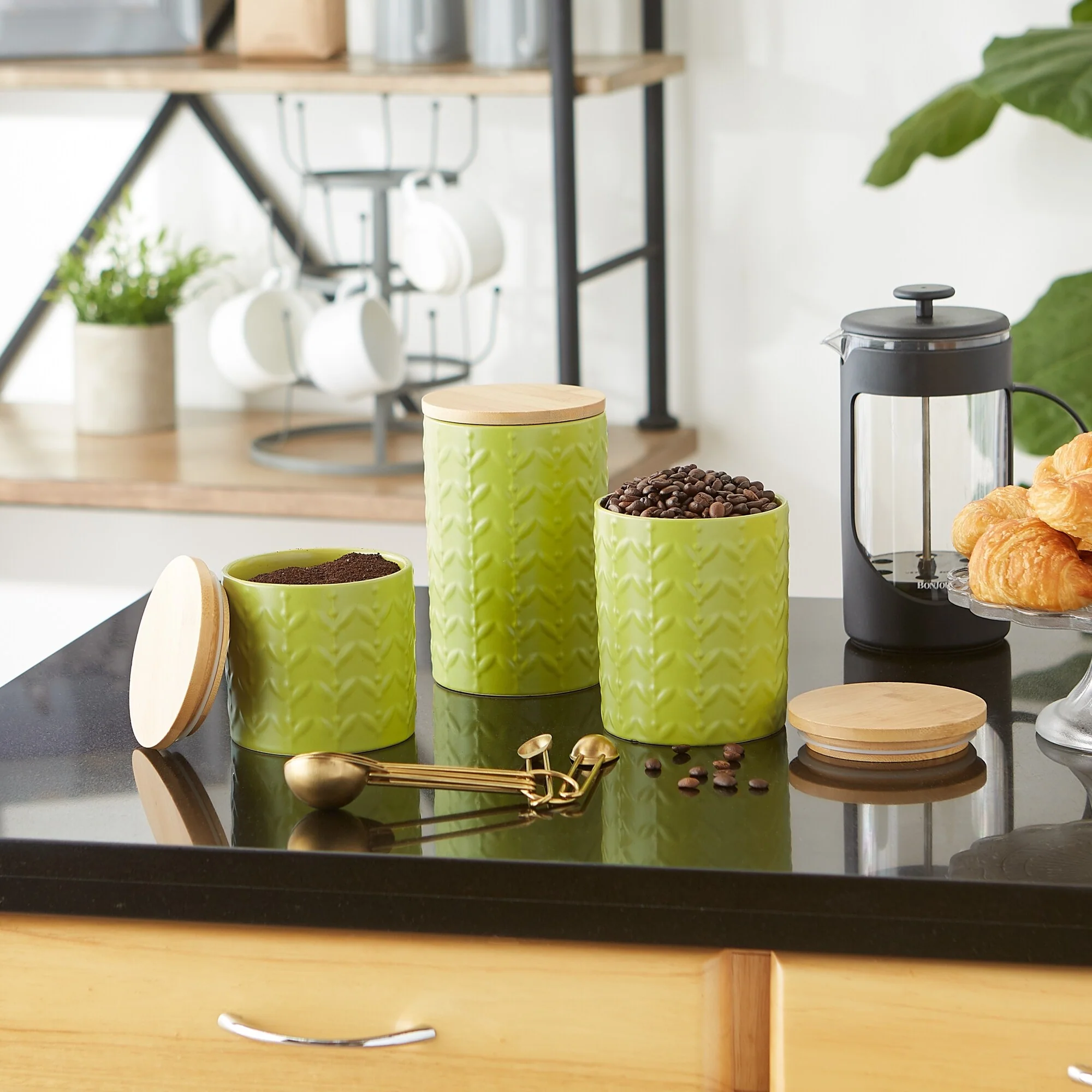 Retro Vine Texture Ceramic Canister (Set of 3)