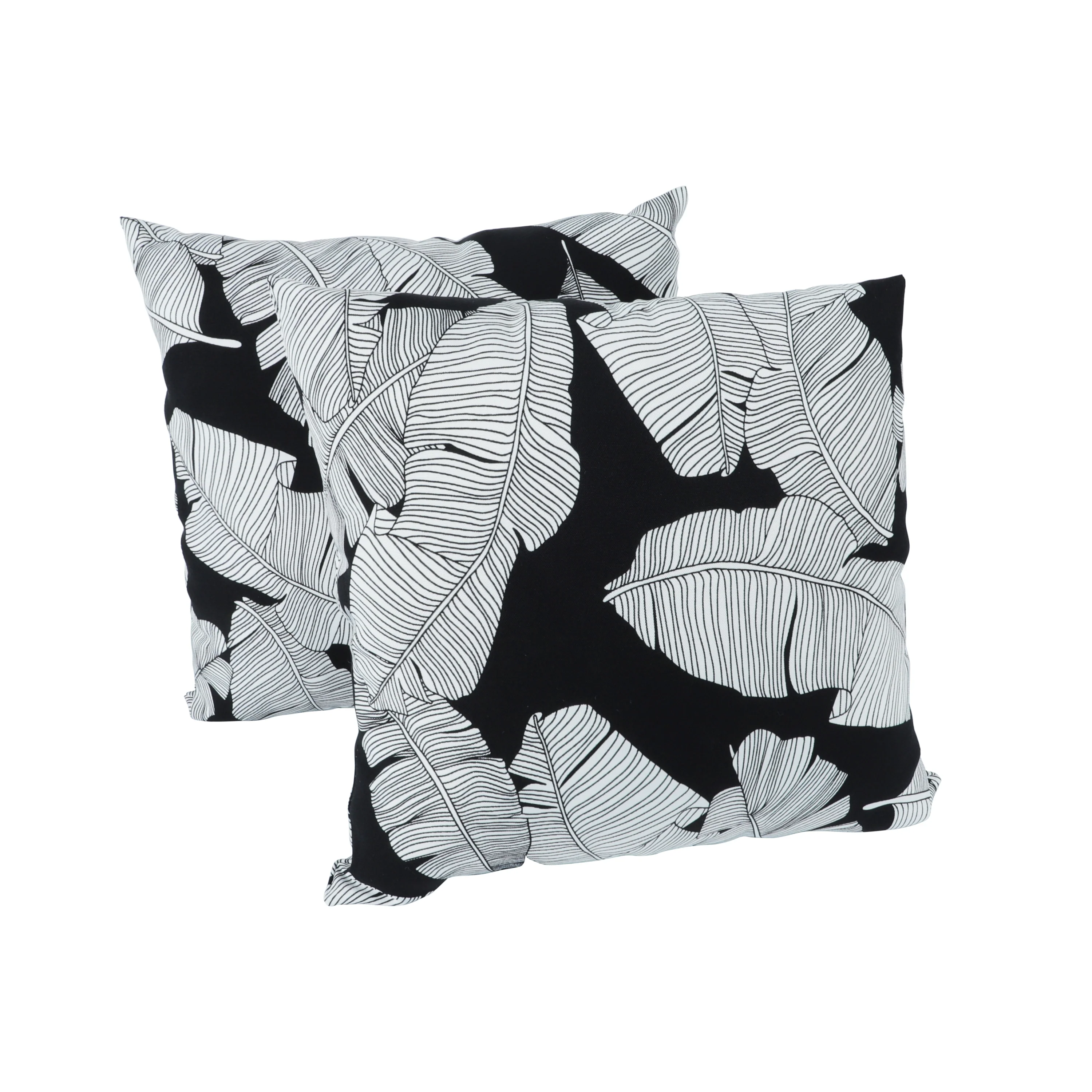 Black & White Palm Outdoor Square Pillows, Set of 2