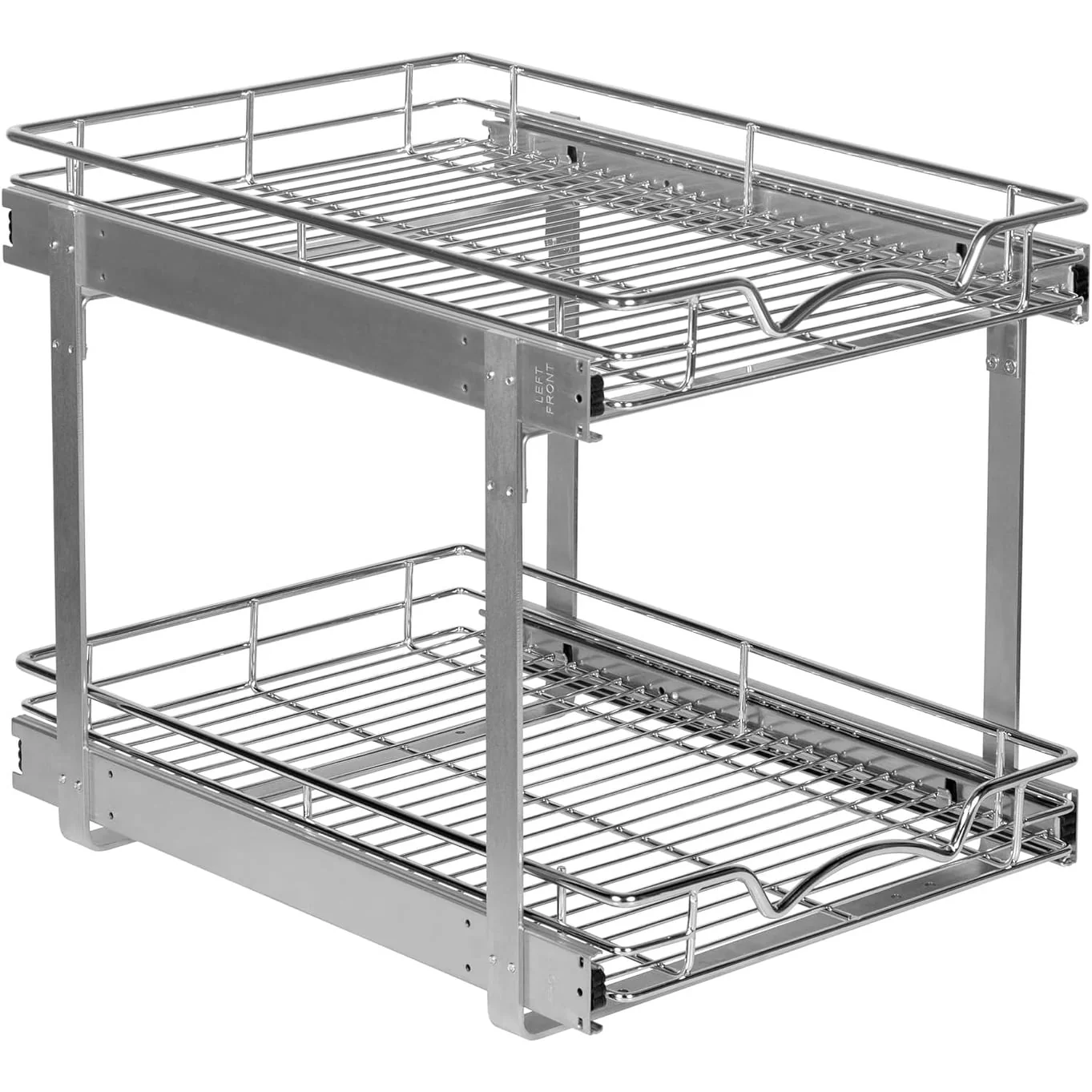 Hold N’ Storage Pull Out Cabinet Organizer 2 Tier – Heavy Duty Metal with Lifetime Limited Warranty - Anti Rust Chrome Finish