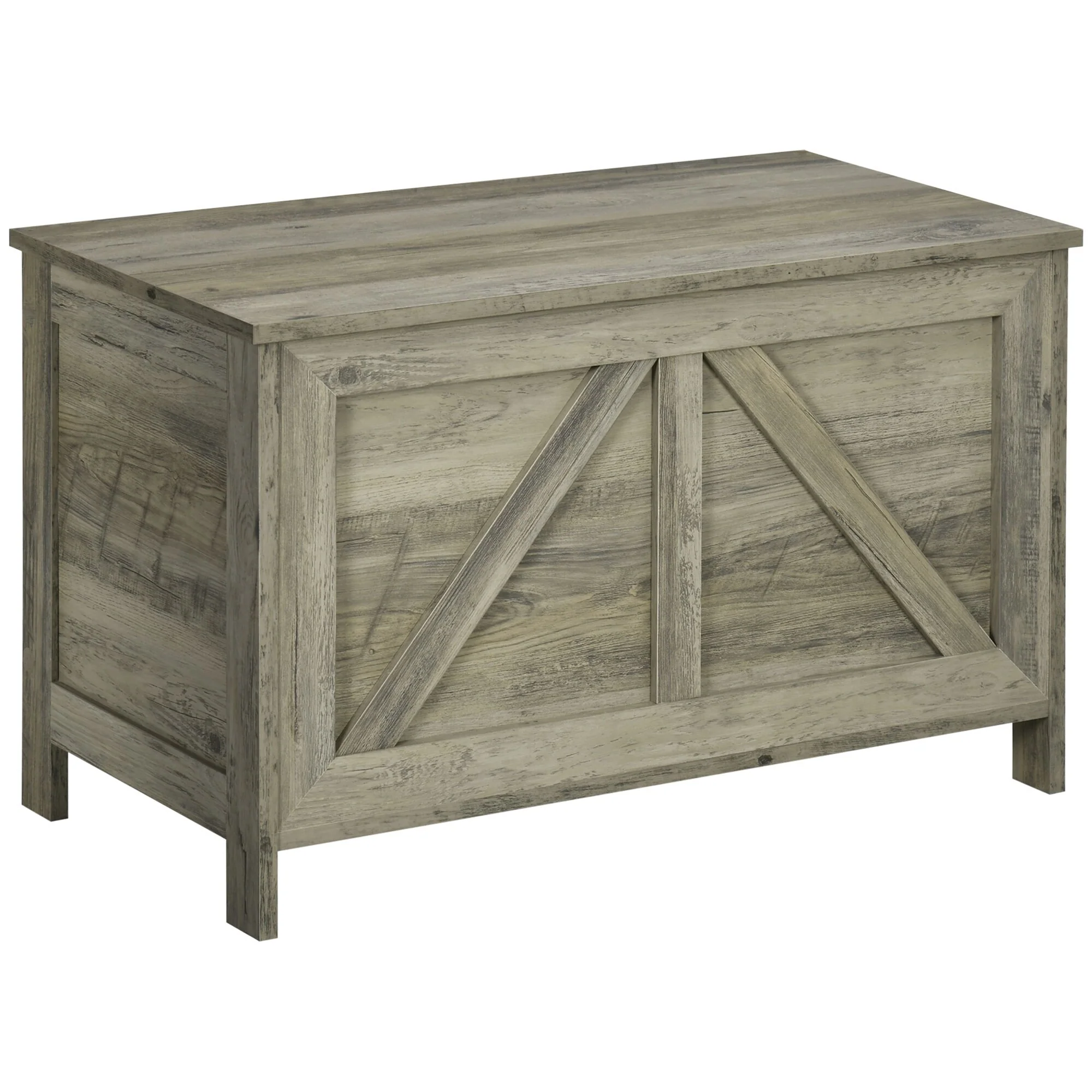 HOMCOM Farmhouse Storage Chest, Lift Top Toy Chest, Toy Box Organizer with Safety Hinge to Open Up 150°