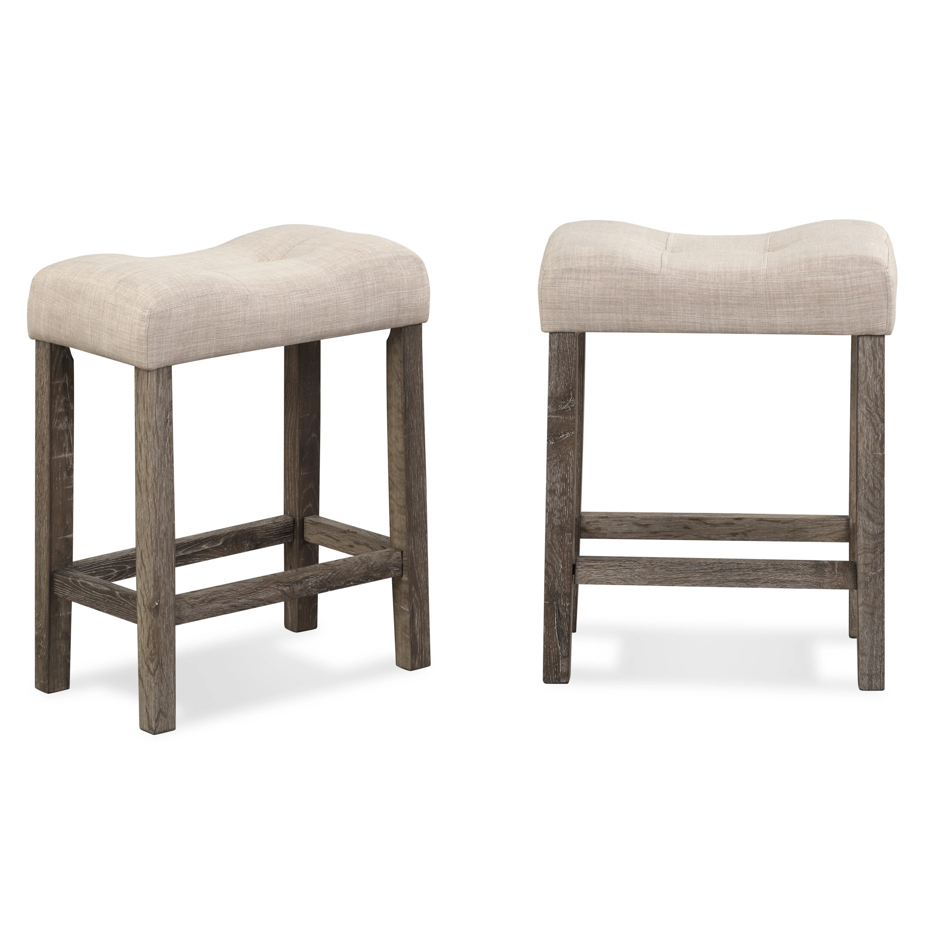 Sora Button Tufted Counter Height Saddle Stool, Set of 2