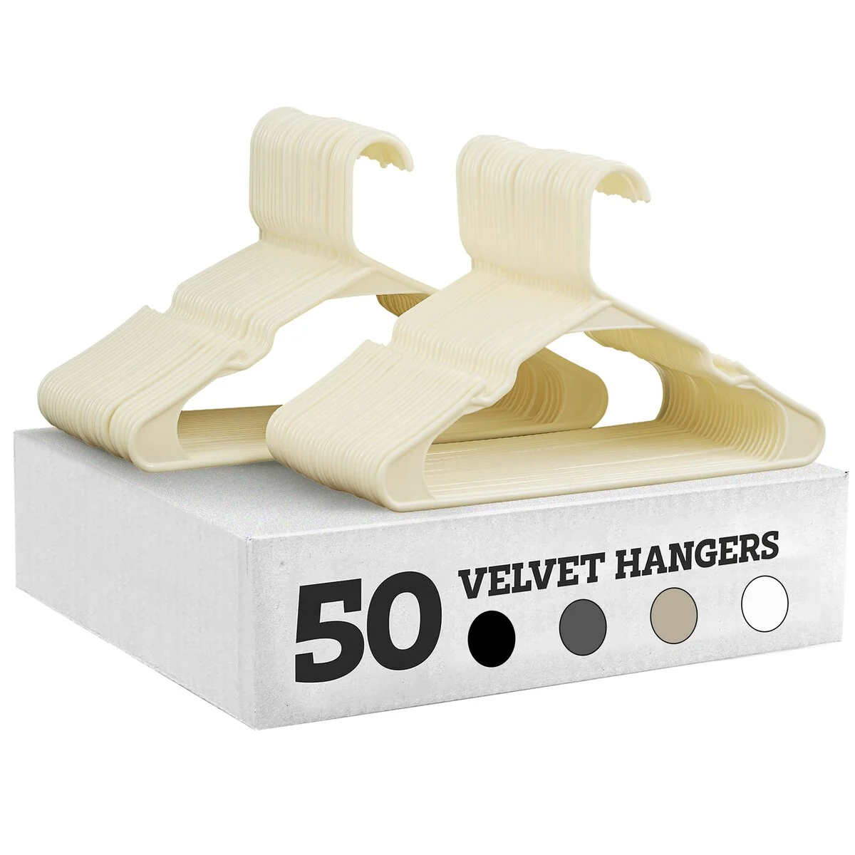 Javlergo 25/50 Pack Plastic Hanger, Space Saving, Sturdy Heavy Duty Clothing Notched Hangers