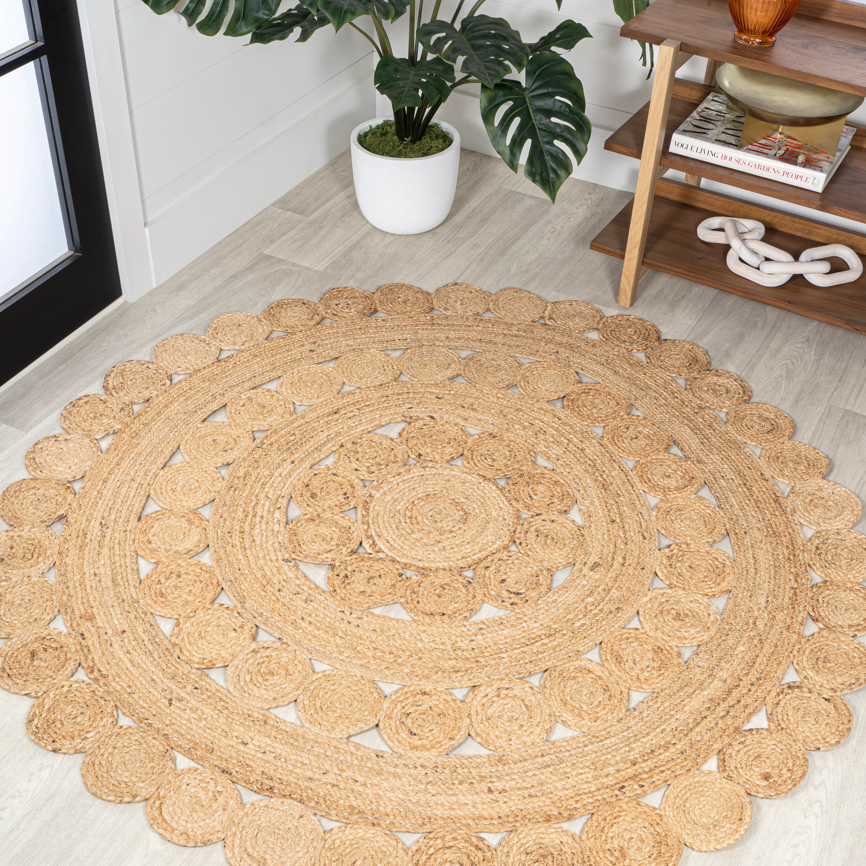 Daisy Hippy Jute Medallion Circle Round Area Rug