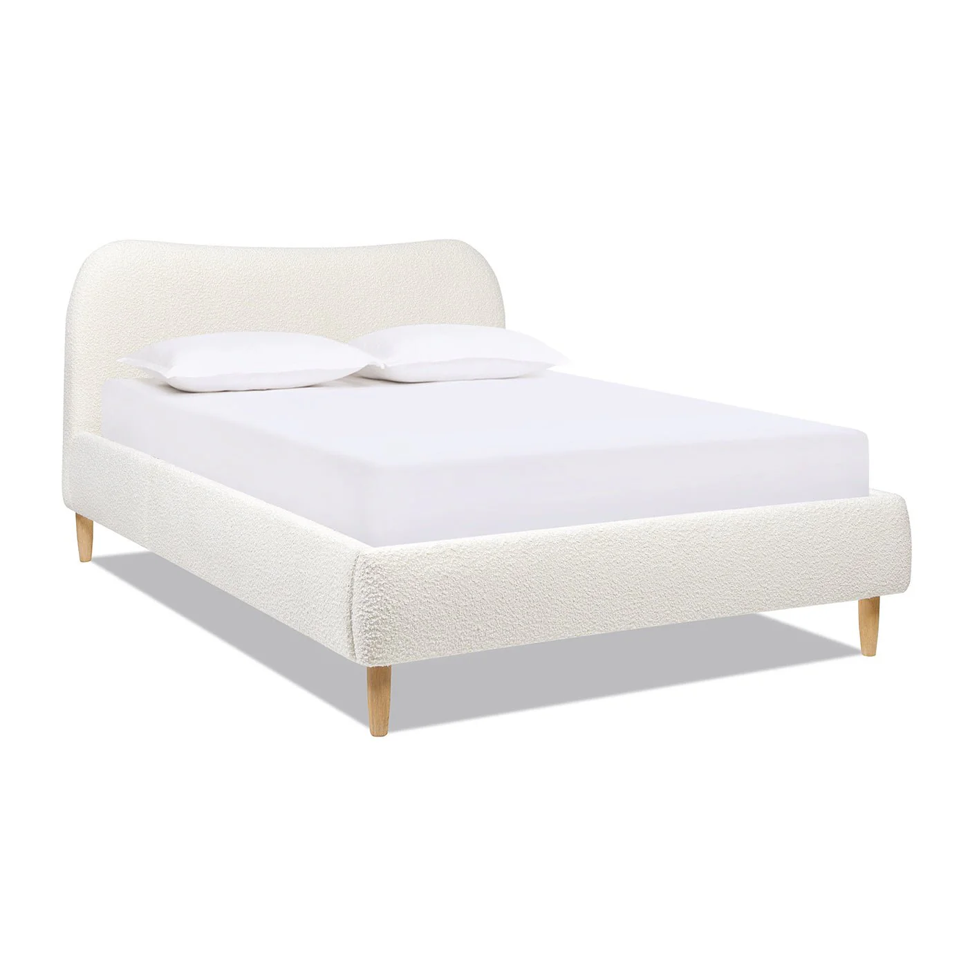 Enchantr Upholstered Platform Bed with Curved Headboard and Wood Frame