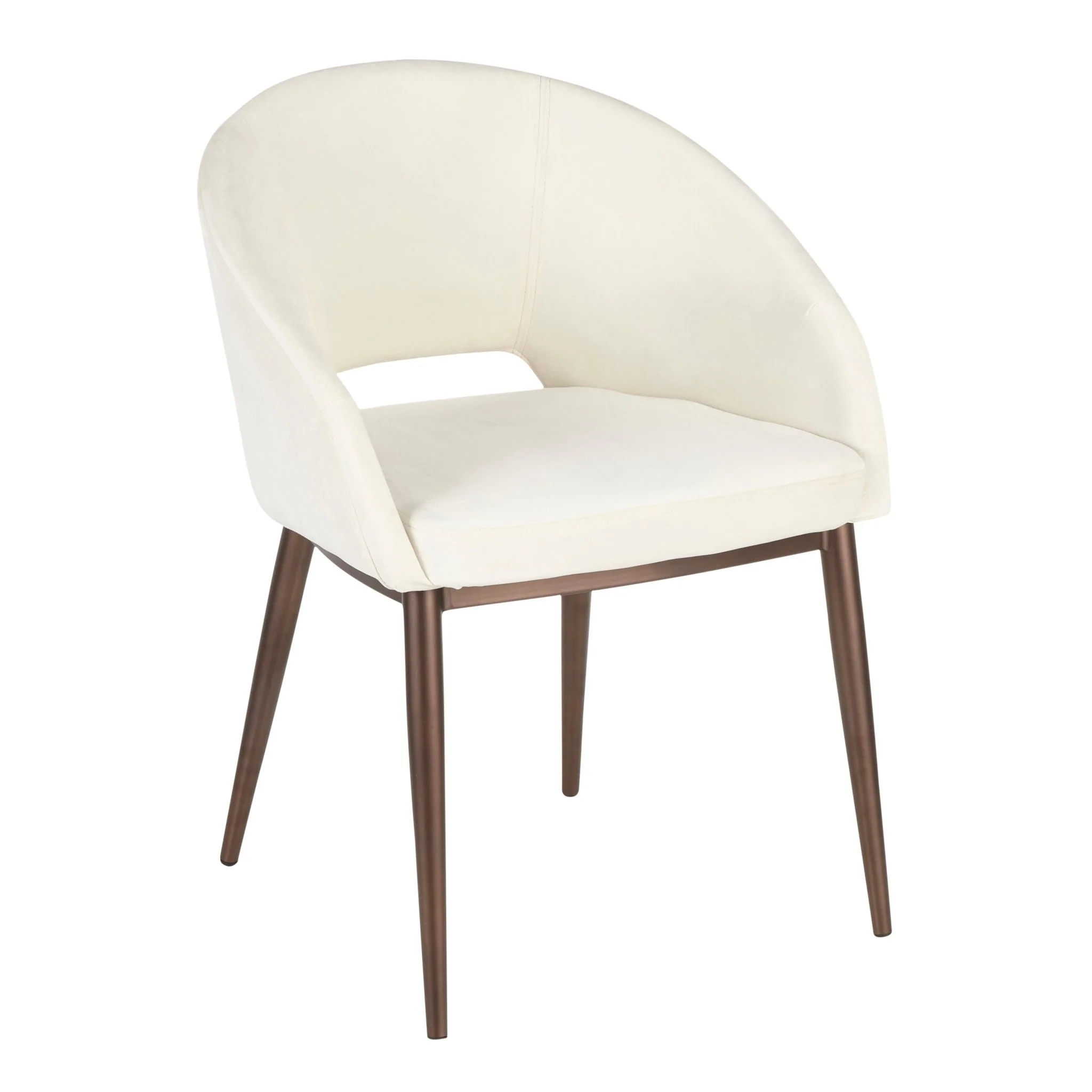 Upholstered Dining Chair with Metal Legs and Curved Backrest