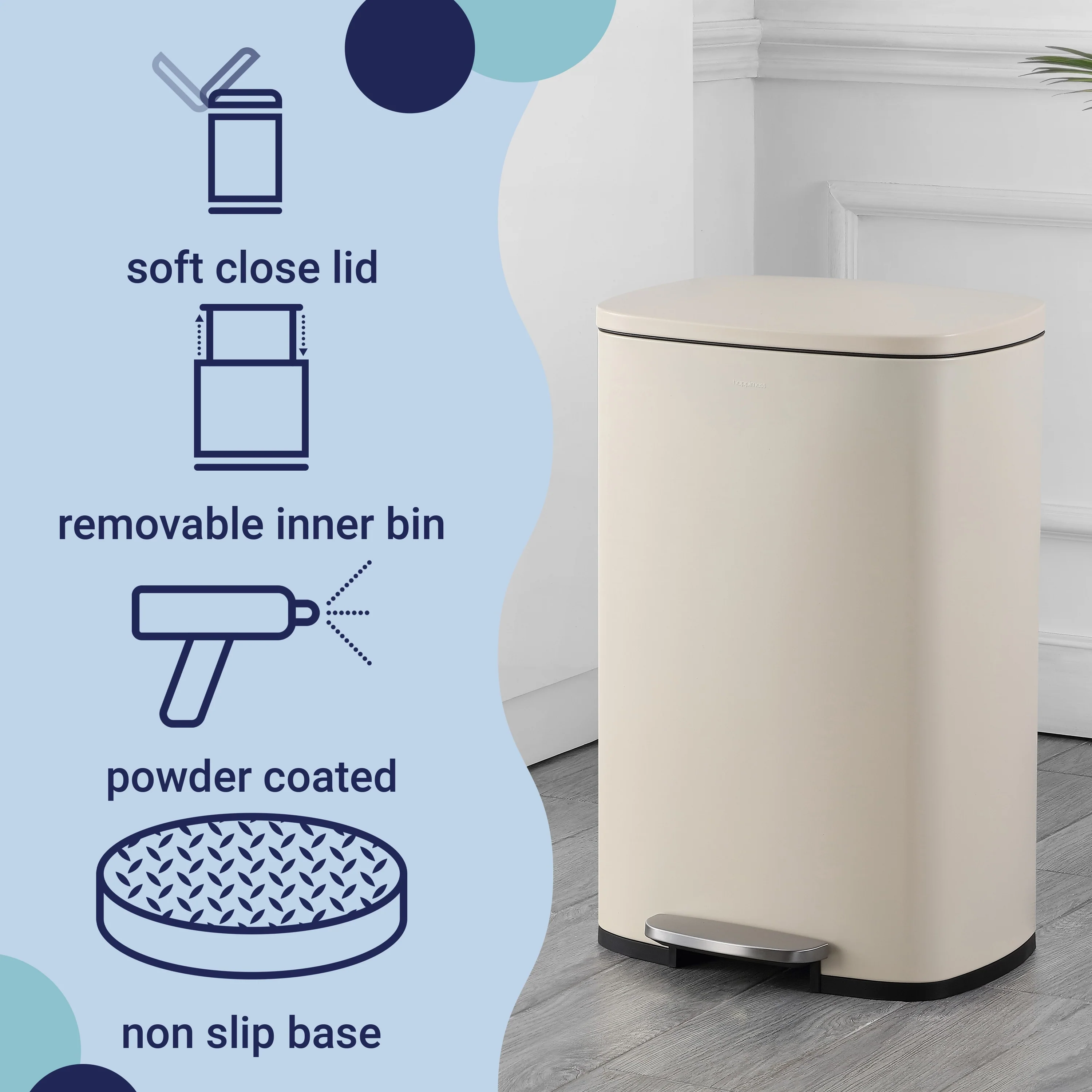 happimess 13-Gallon Trash Can with Soft-Close Lid and FREE Mini Trash Can