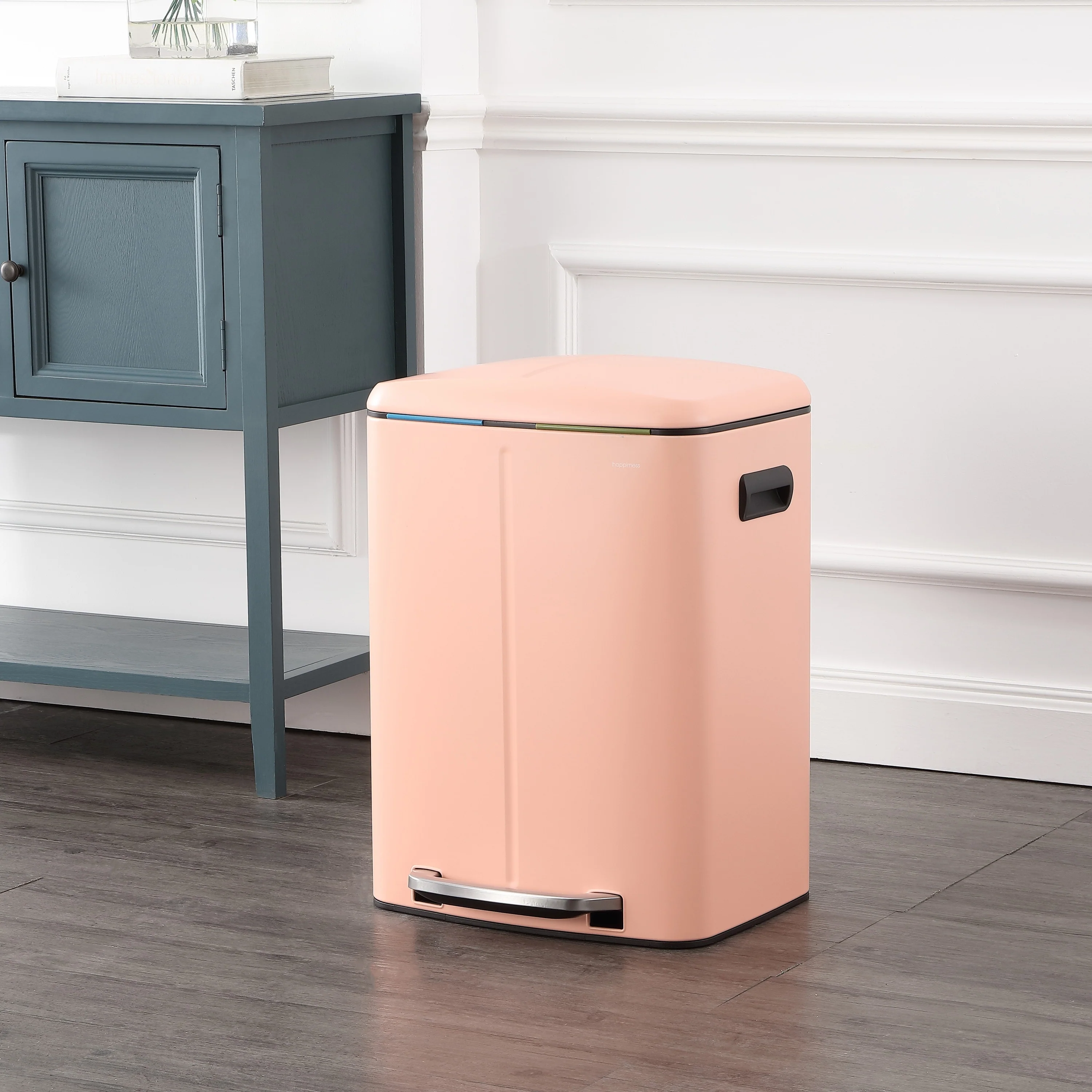 happimess 10.6-Gallon Double Bucket Trash Can with Soft Close Lid