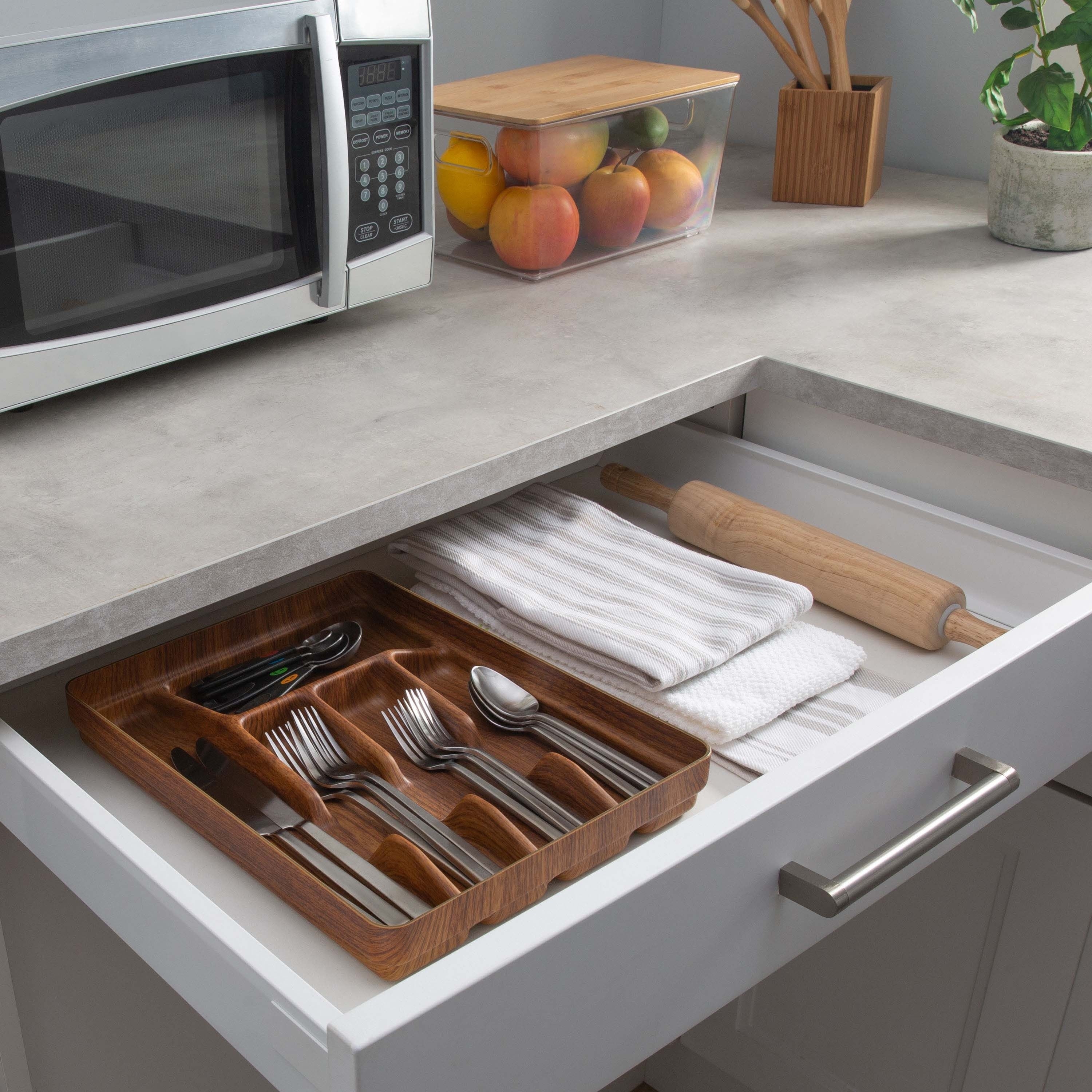 Kitchen Details 5 Compartment Wood Look Cutlery Tray - 10.24