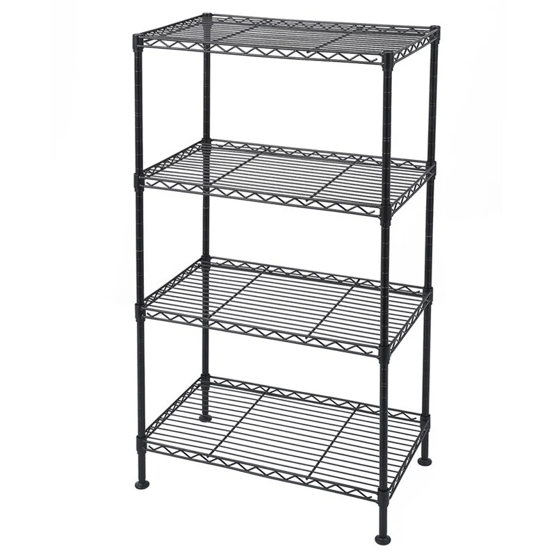 4-Tier Industrial Welded Wire Shelving Black