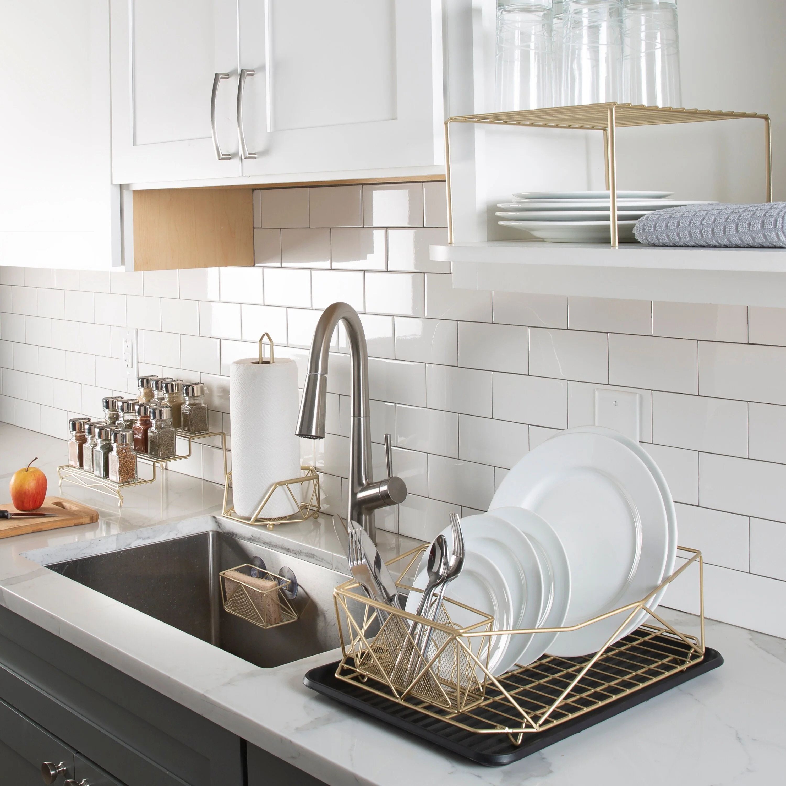 Kitchen Details Geode Napkin Holder in Satin Gold - 8.5