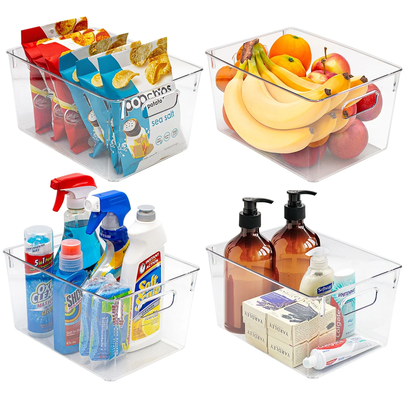 Sorbus Plastic Storage Bins Clear Pantry Organizer Box Bin Containers