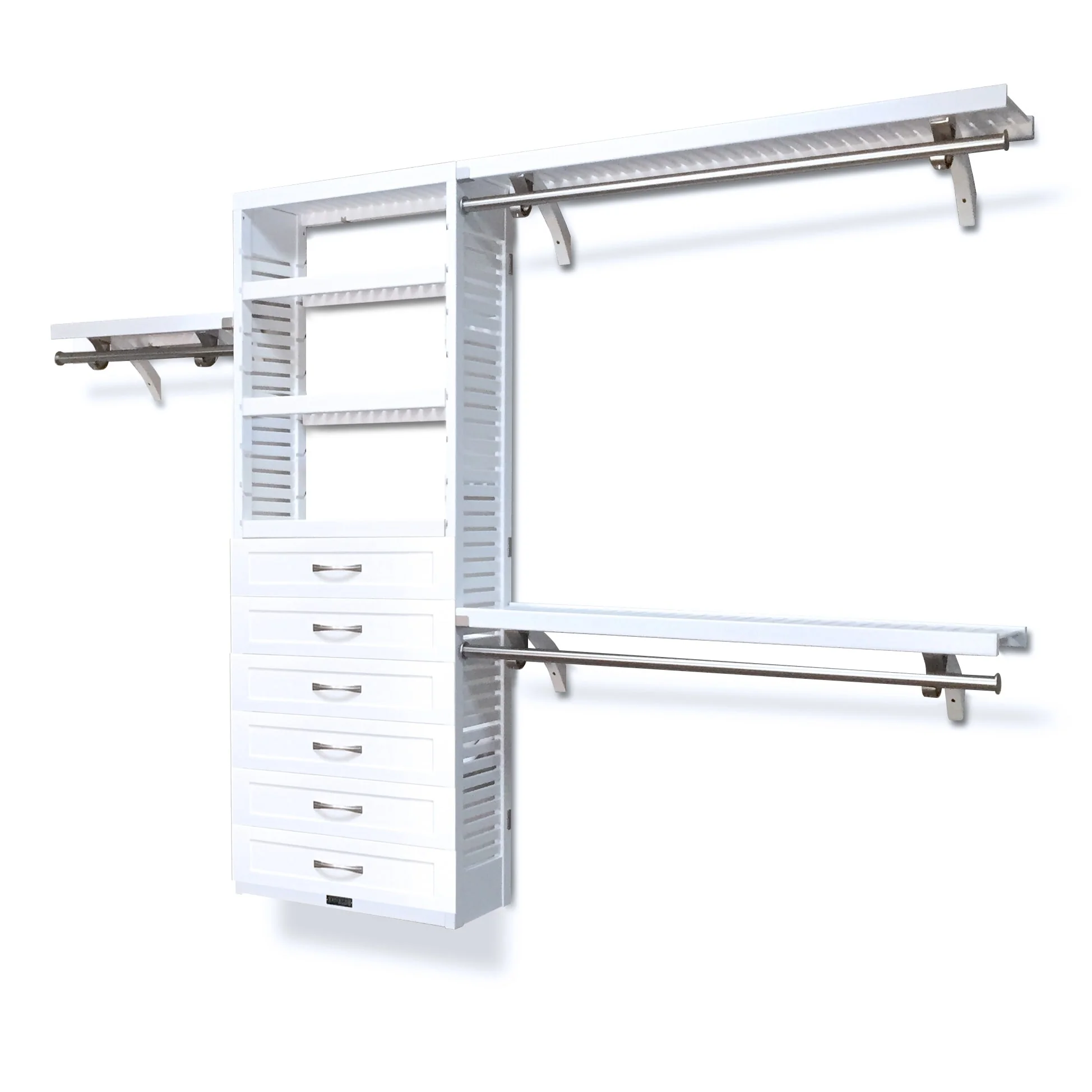 John Louis Home Solid Wood Reach-In Closet System with 6-Drawers White