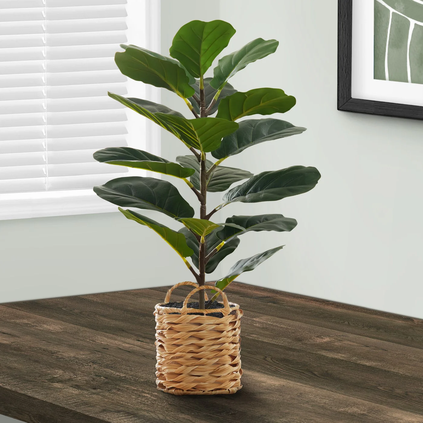 28 Tall Artificial Fiddle Tree with Woven Basket