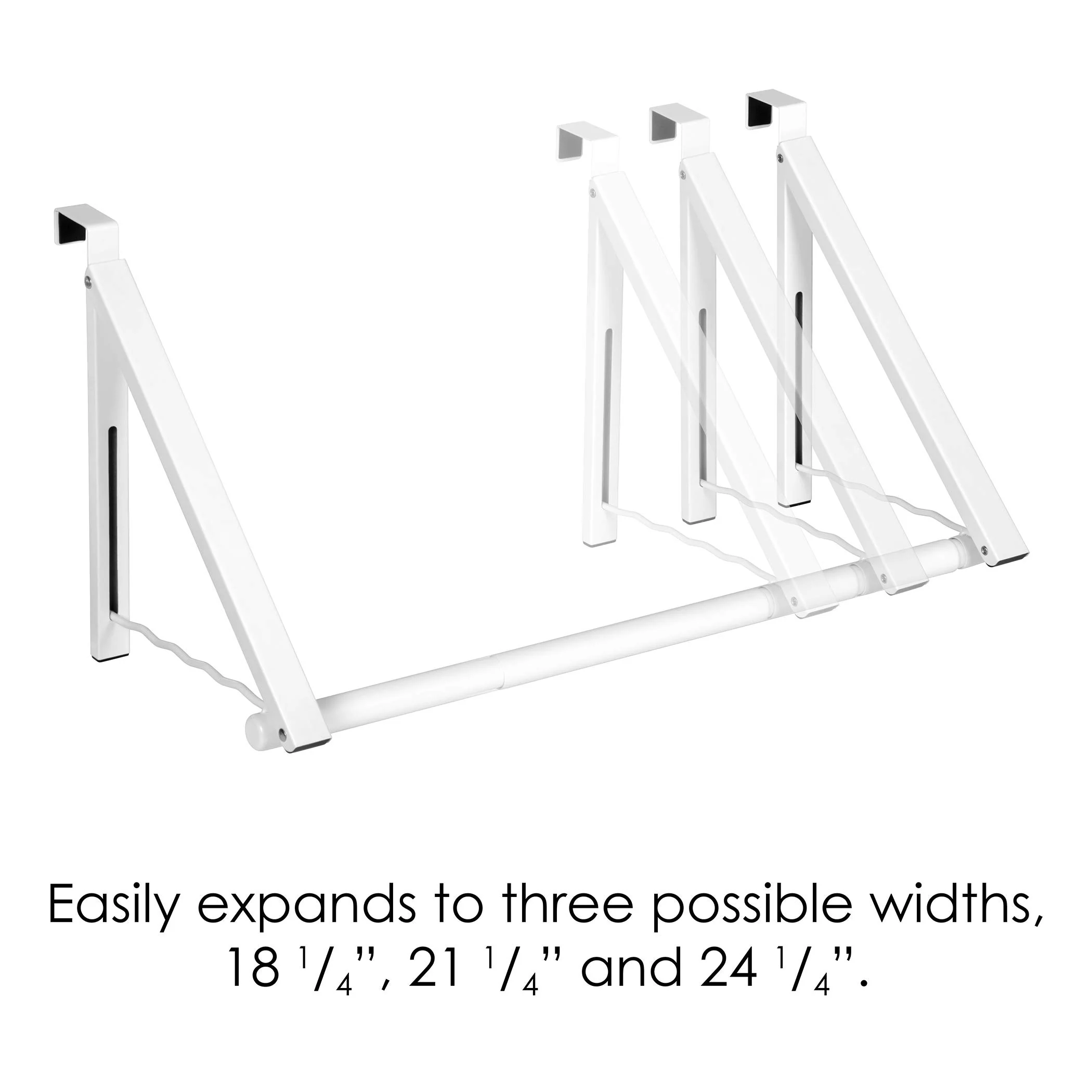 Over The Door Closet Valet -Expandable and Collapsible Hanging Rack Organizer Bracket, White