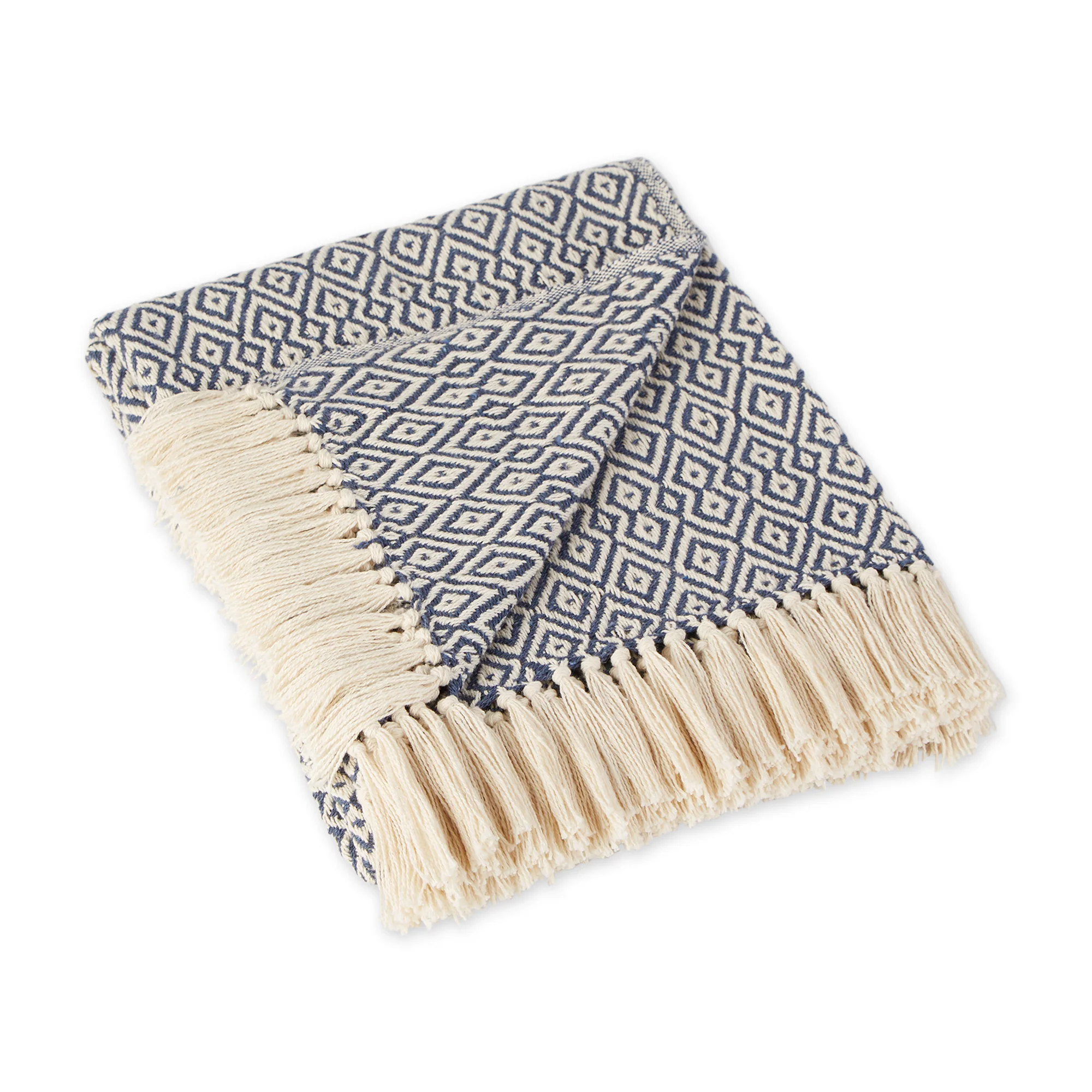French Blue Double Diamond Throw