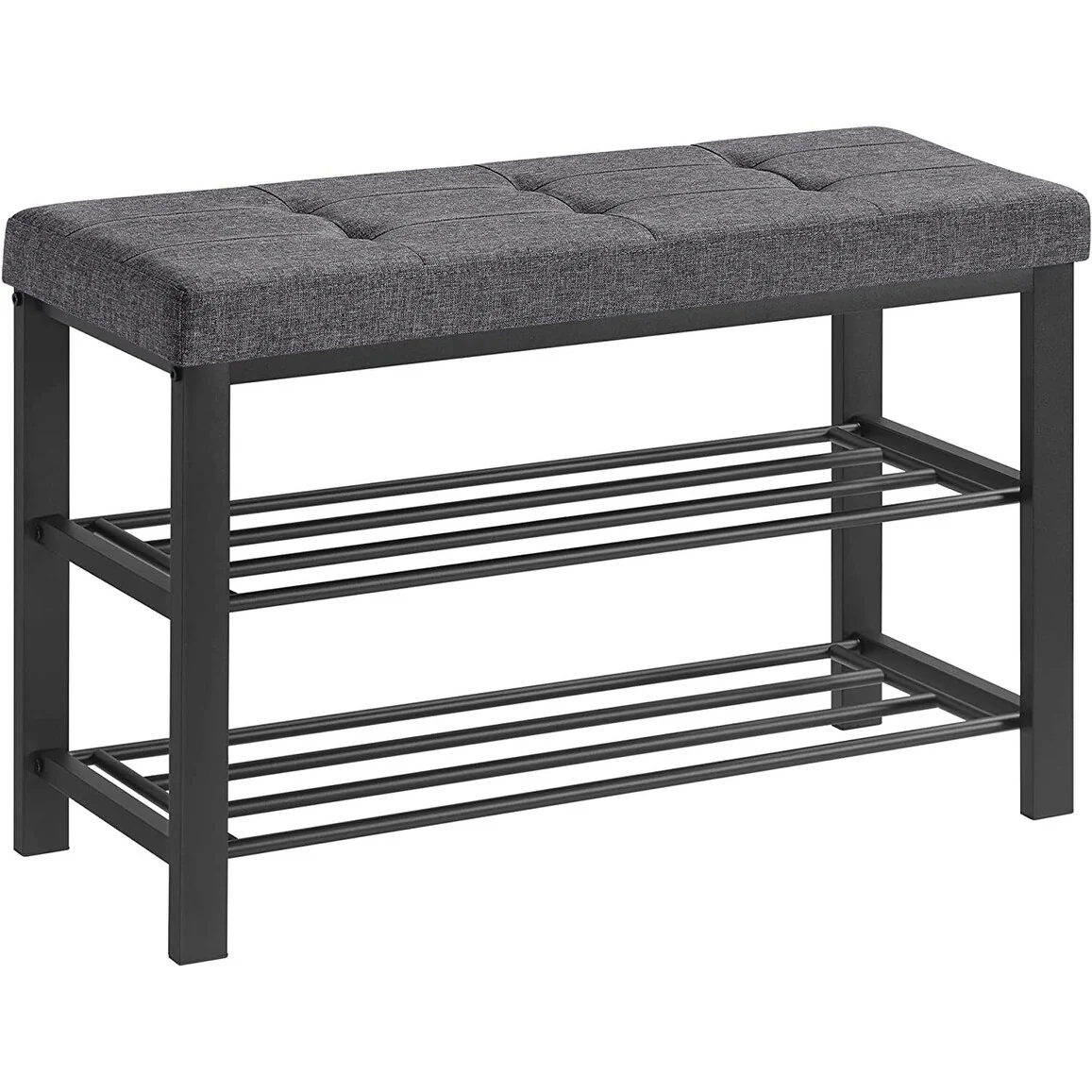 SONGMICS 3-Tier Shoe Bench, Storage Organizer with Foam Padded Seat