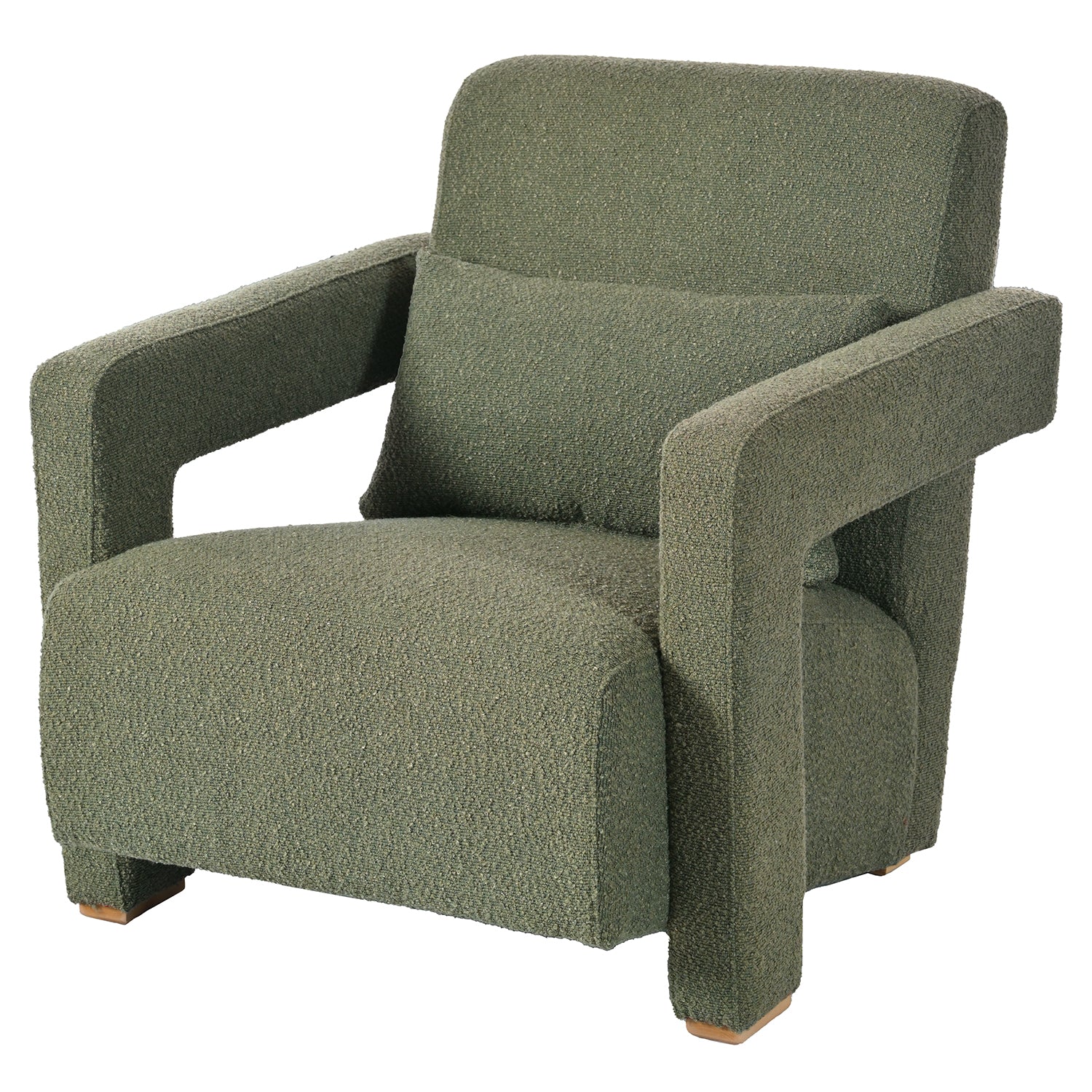 Upholstered Accent Chair with Wood Legs and Open Arms