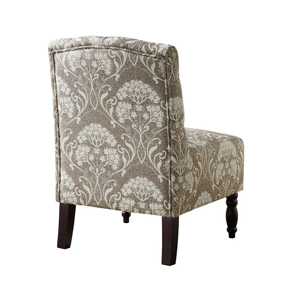 Armless Chair with Button Tufted and Turned Legs