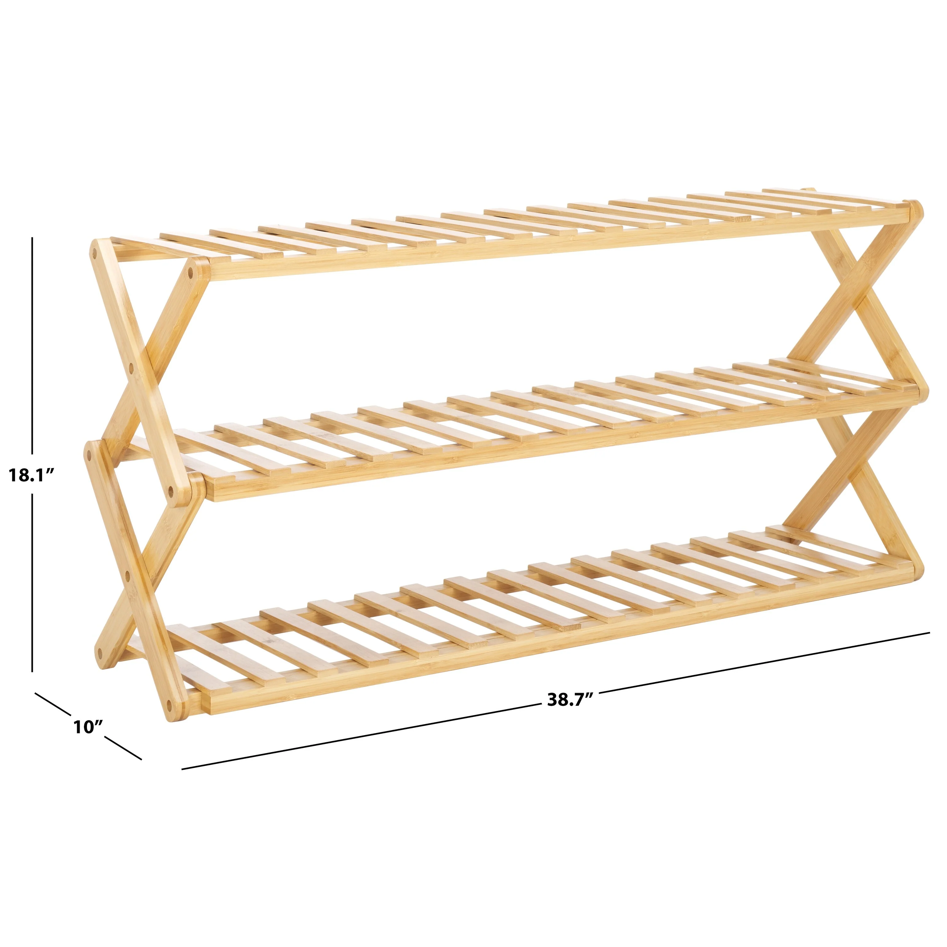 SAFAVIEH Etiennette 3-Tier Shoe Storage Shelf - 38.7 In. W x 10 In. D x 18.1 In. H - 39Wx10Dx18H