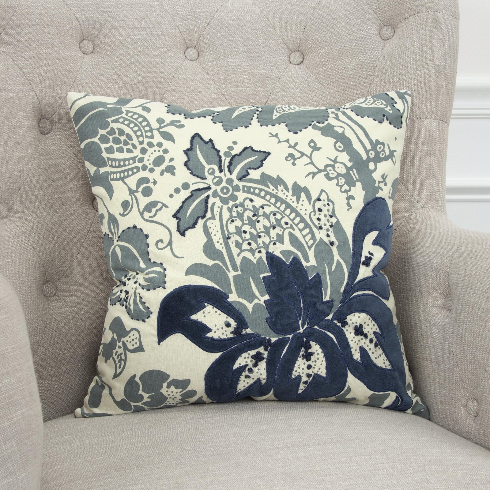 Floral Printed Cotton Decorative Throw Pillow