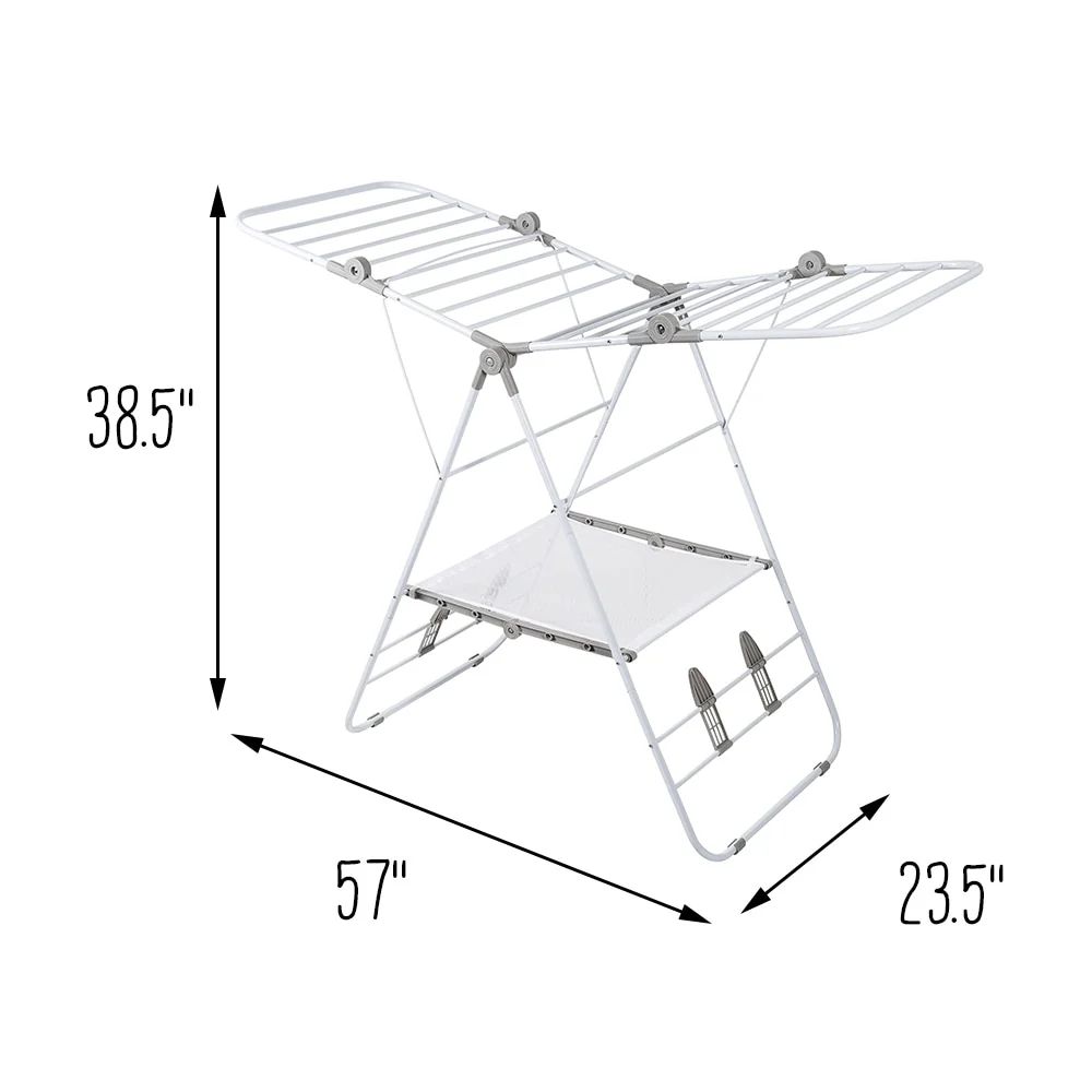 Honey-Can-Do White Expandable and Folding Gullwing Clothes Drying Rack