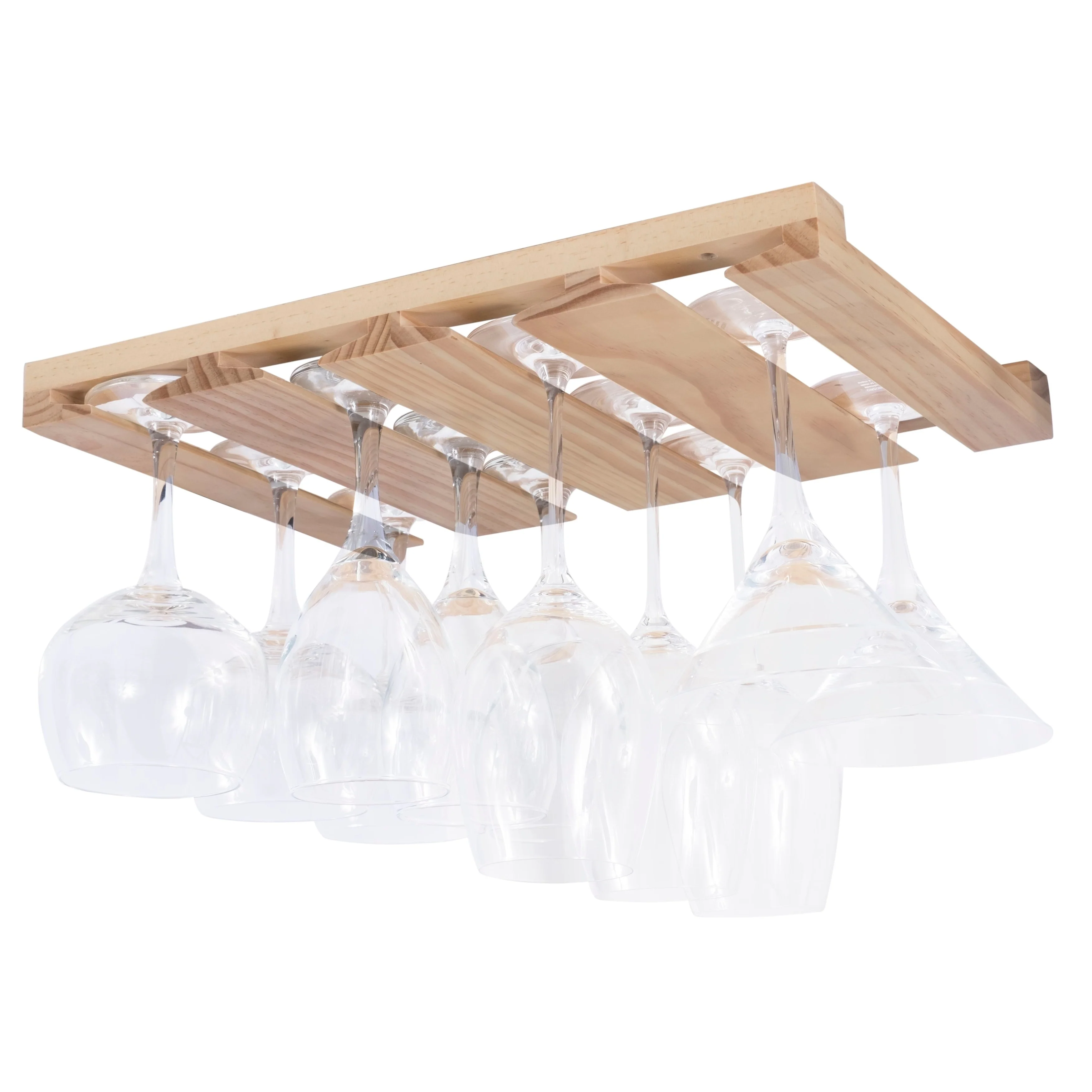 Rustic State Under Cabinet Wooden Stemware Rack Holder 17