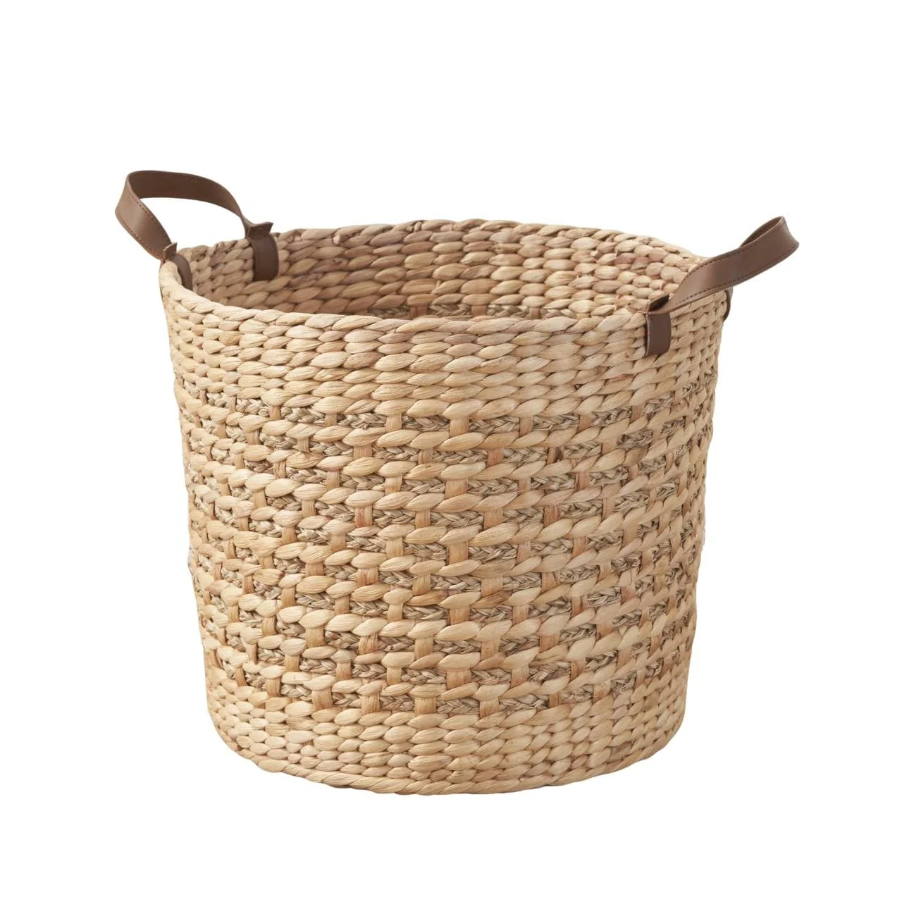 Maria Water Hyacinth Woven Round Brown Storage Basket