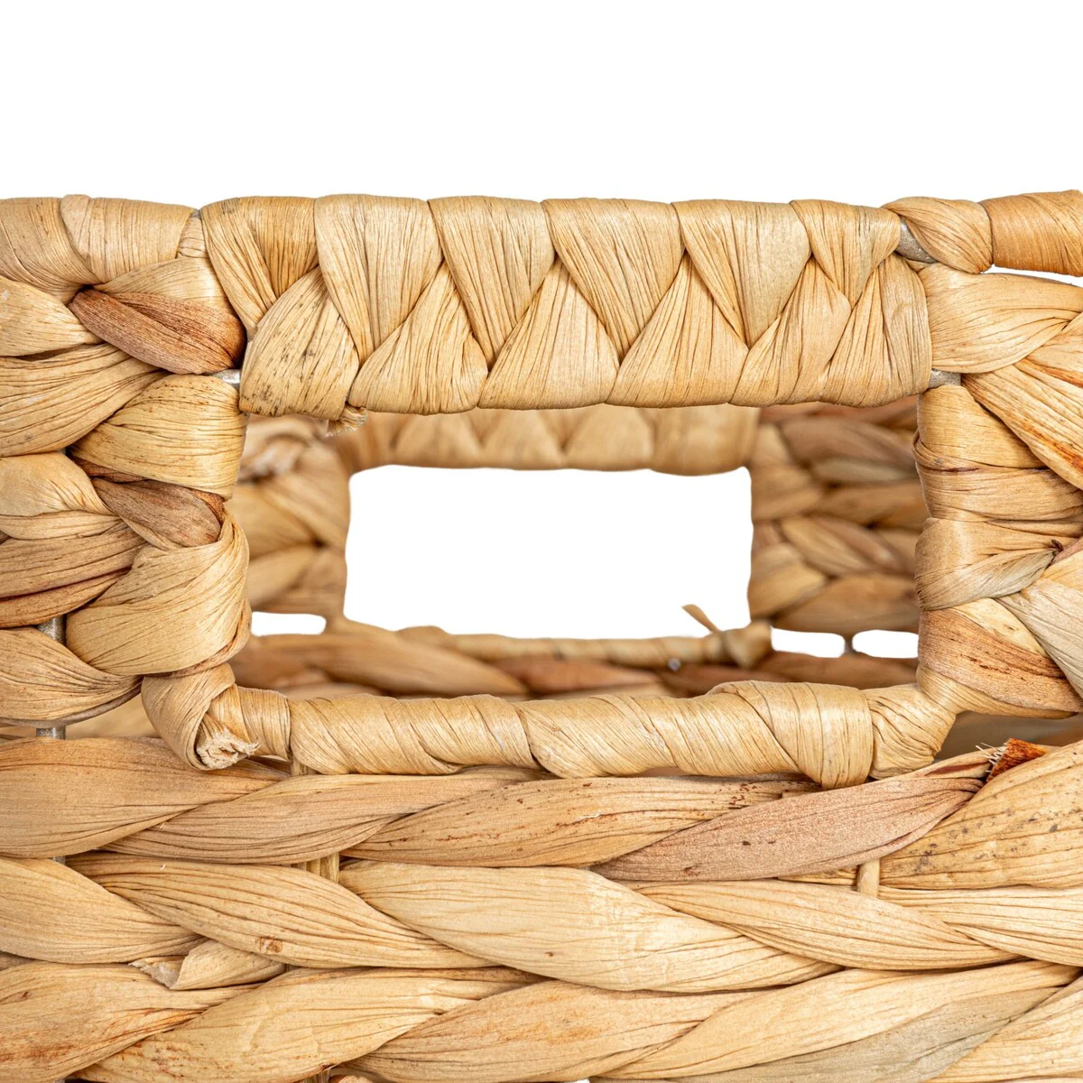 Household Essentials Natural Water Hyacinth and Paper Basket with Stripes