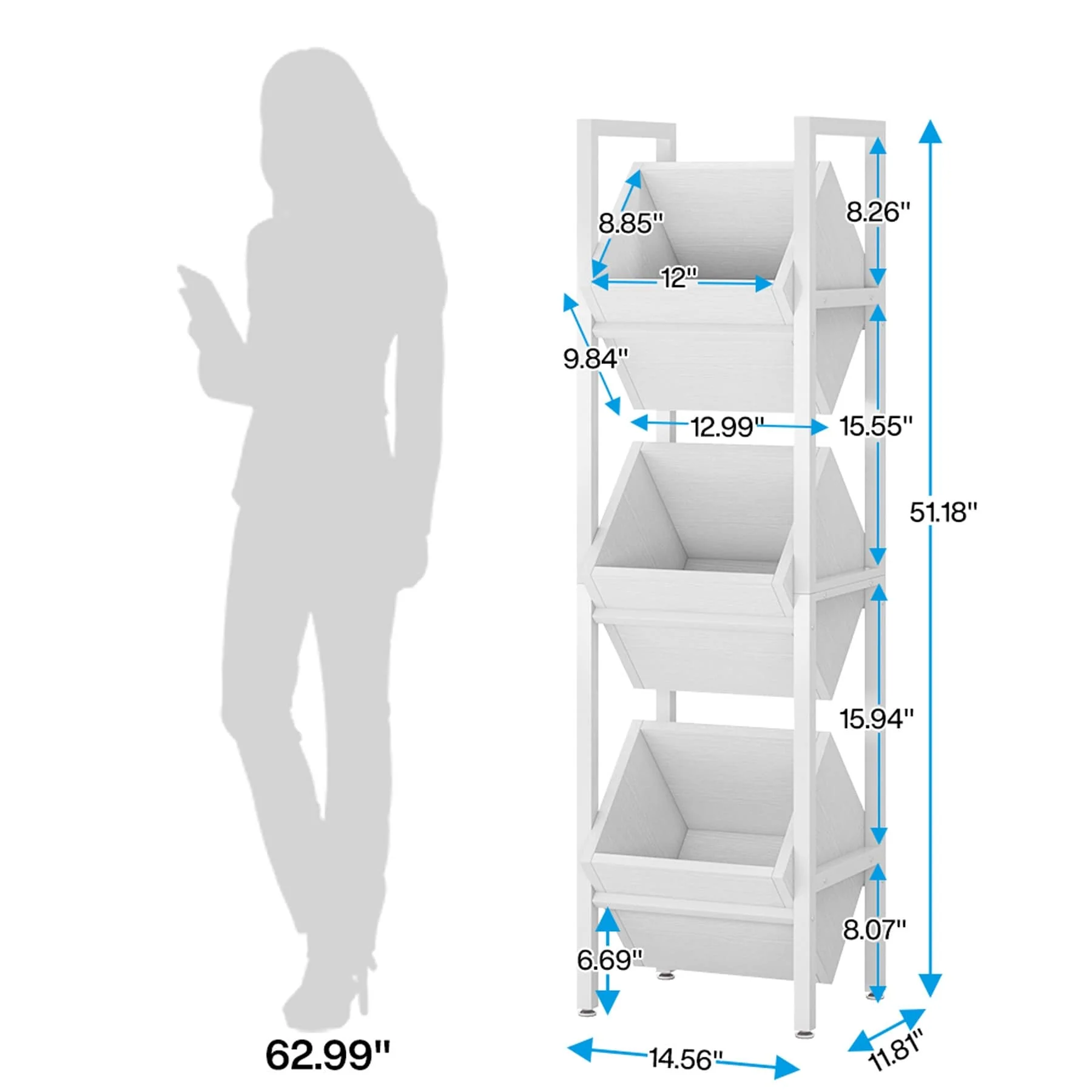 Vertical Standing Basket Storage Tower for Kitchen Bathroom Living Room