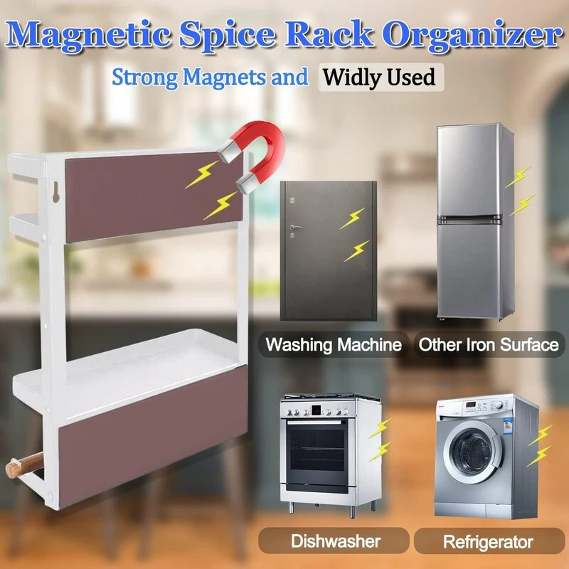 Magnetic Spice Rack for Refrigerator Magnetic Paper Towel Holder - 3.9